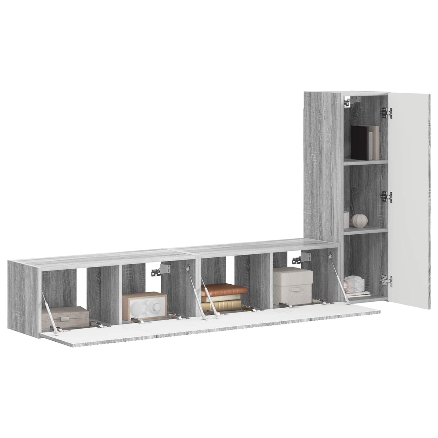 TV-Schrankset Wandmontiert 3 pcs Graues Sonoma Holzwerkstoff