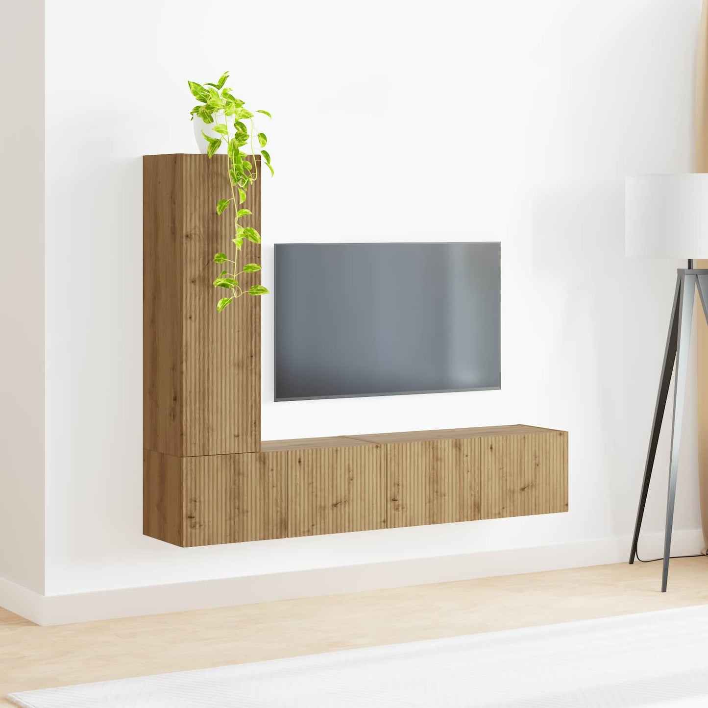 TV-Schrankset Wandmontiert 3 pcs Artisan-Eiche Holzwerkstoff