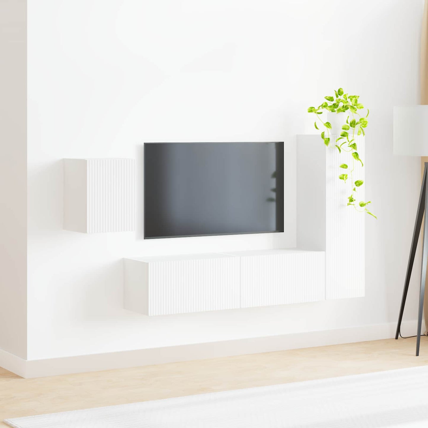 TV-Schrankset Wandmontiert 4 pcs Weiß Holzwerkstoff