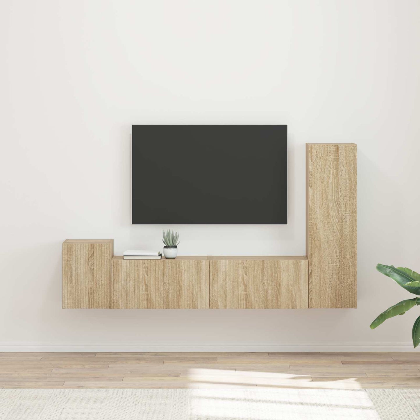 TV-Schrankset Wandmontiert 4 pcs Sonoma-Eiche Holzwerkstoff