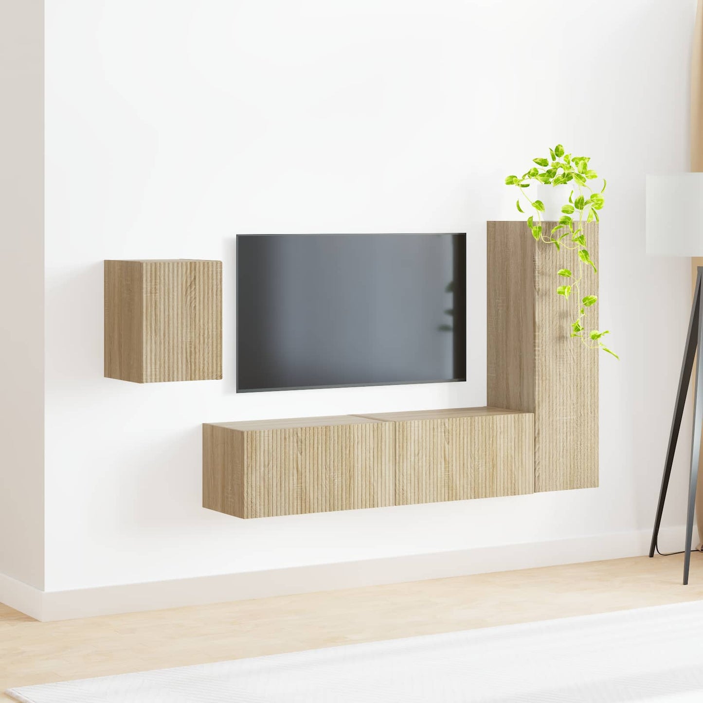 TV-Schrankset Wandmontiert 4 pcs Sonoma-Eiche Holzwerkstoff