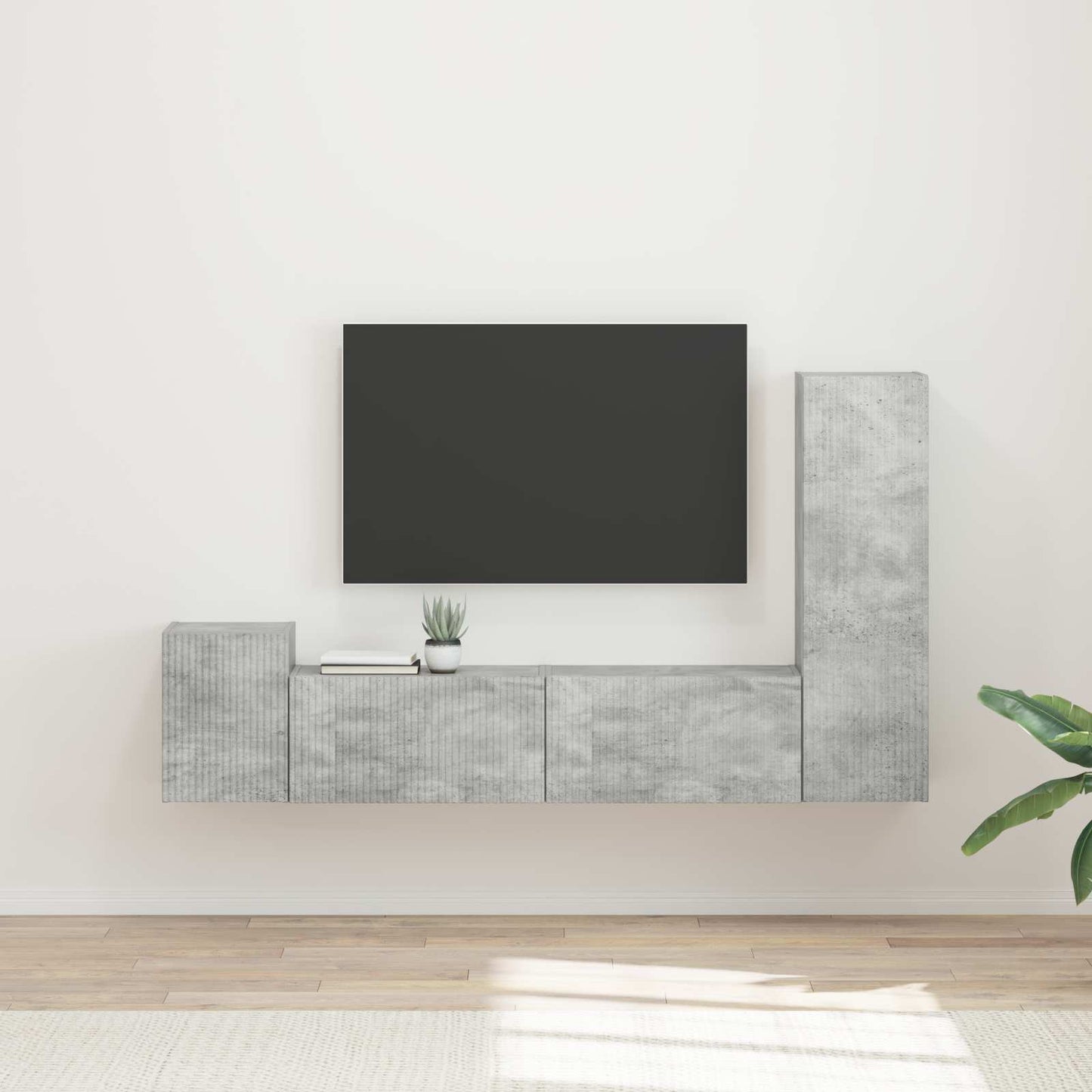 TV-Schrankset Wandmontiert 4 pcs Beton Grau Holzwerkstoff
