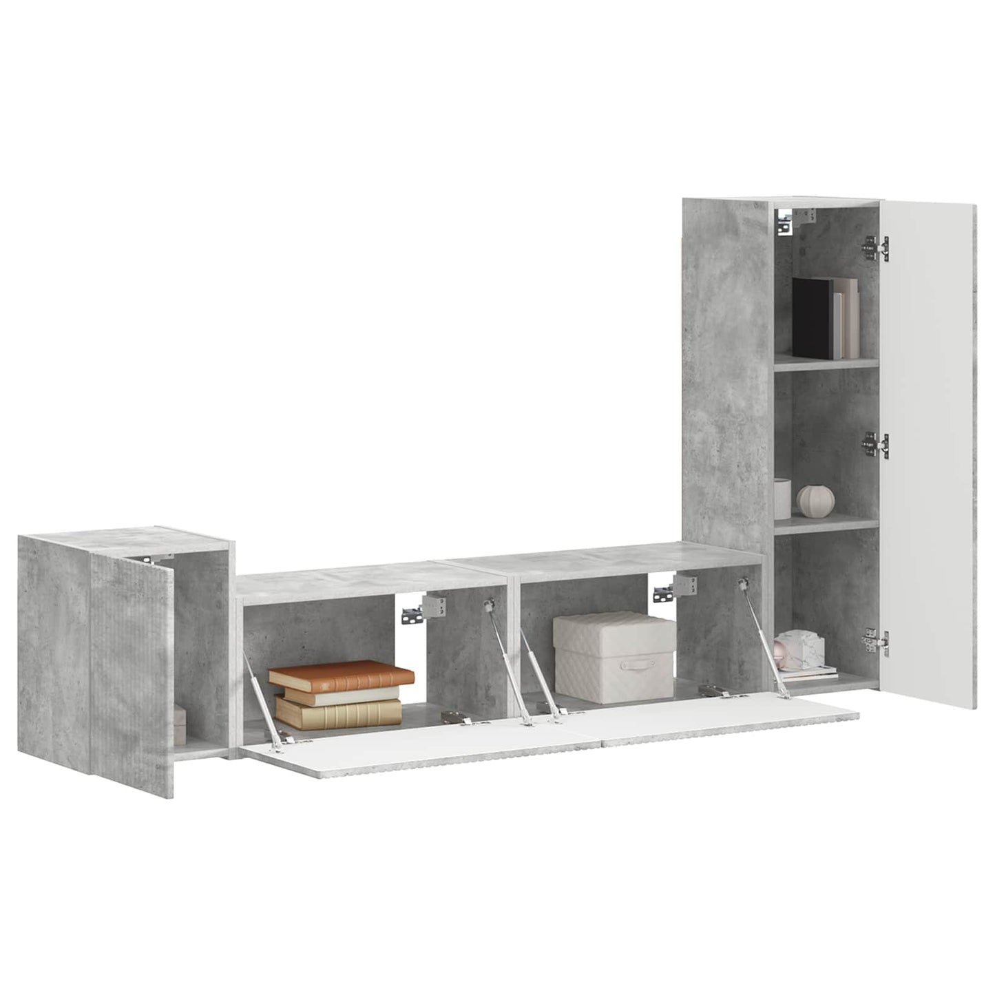 TV-Schrankset Wandmontiert 4 pcs Beton Grau Holzwerkstoff