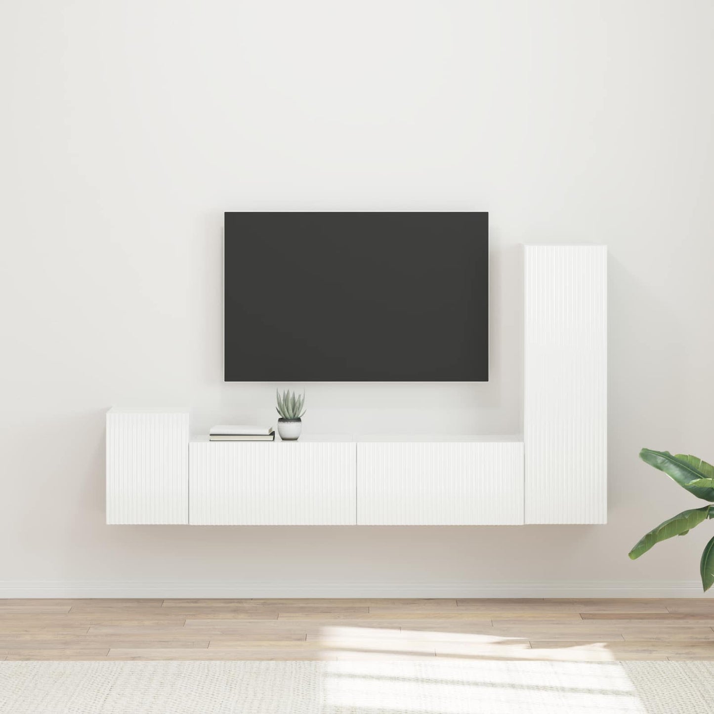 TV-Schrankset Wandmontiert 4 pcs Hochglanz Weiß Holzwerkstoff