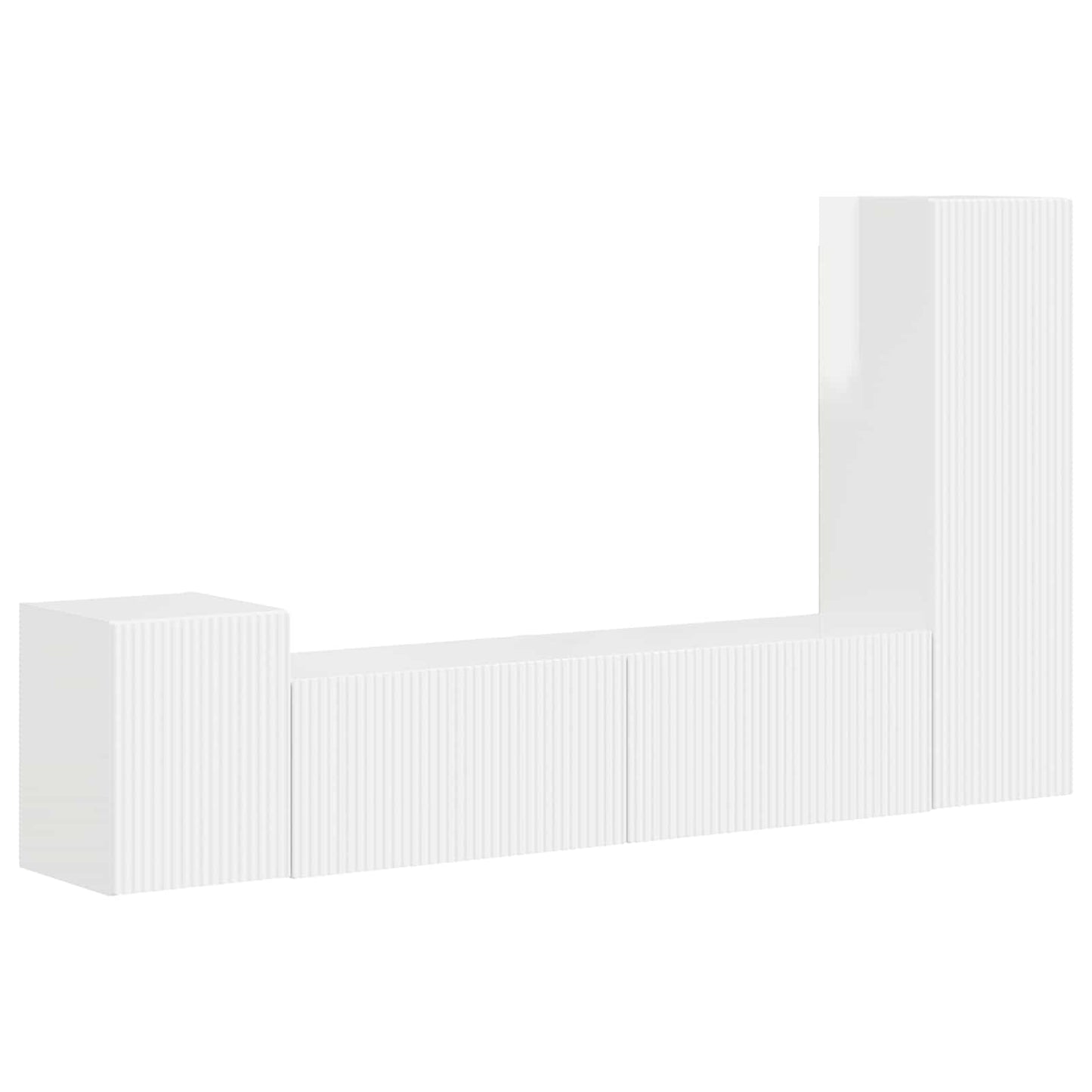 TV-Schrankset Wandmontiert 4 pcs Hochglanz Weiß Holzwerkstoff