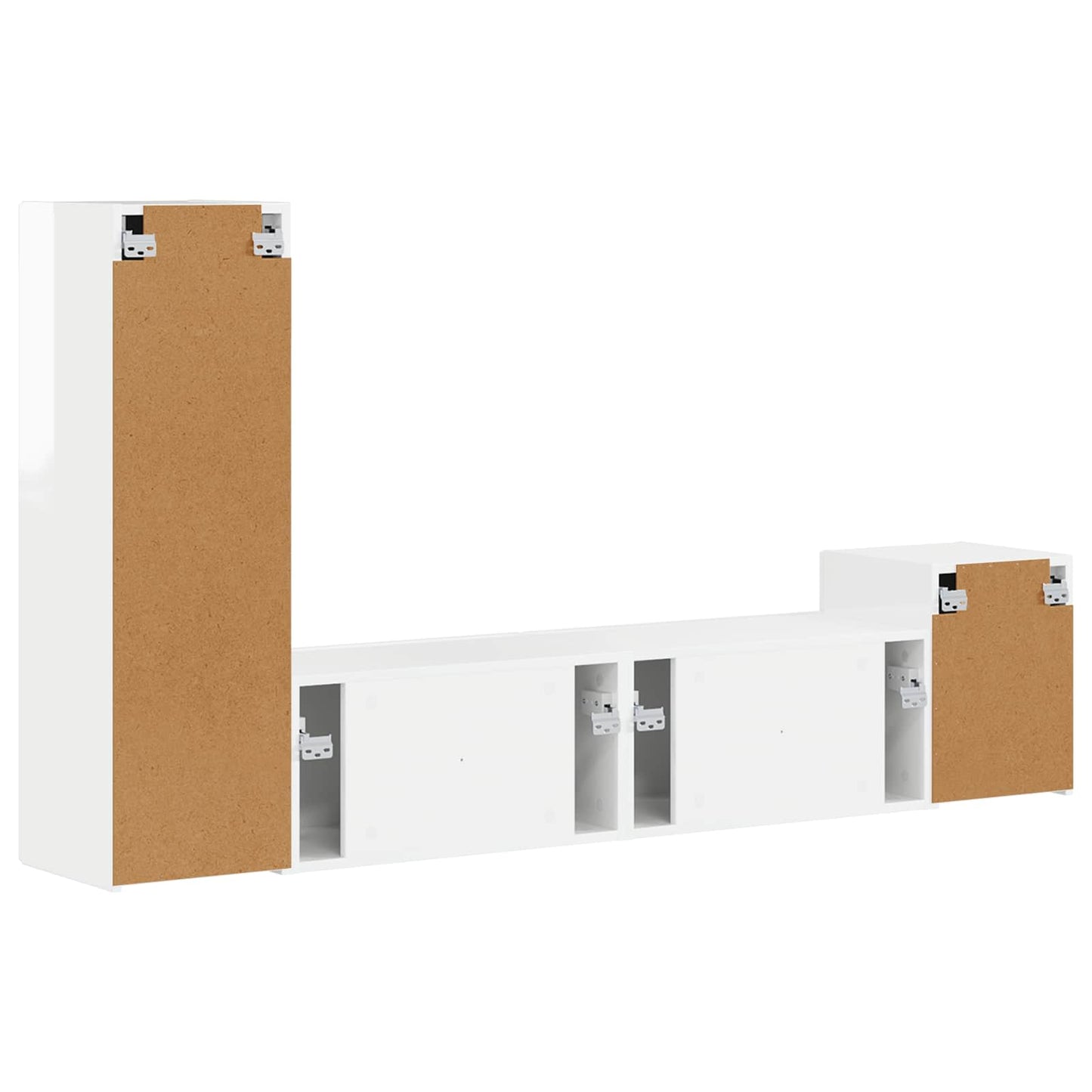 TV-Schrankset Wandmontiert 4 pcs Hochglanz Weiß Holzwerkstoff
