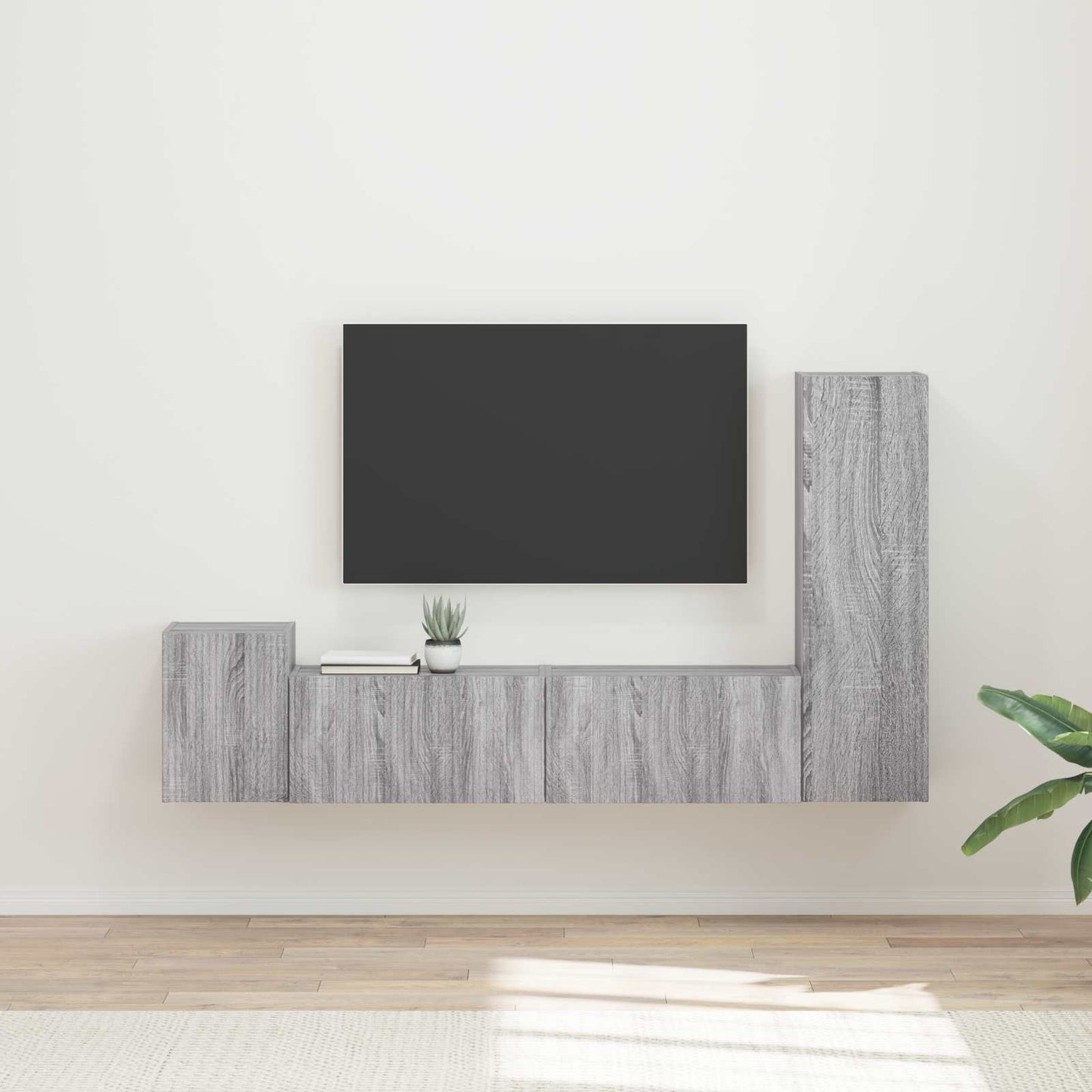 TV-Schrankset Wandmontiert 4 pcs Graues Sonoma Holzwerkstoff