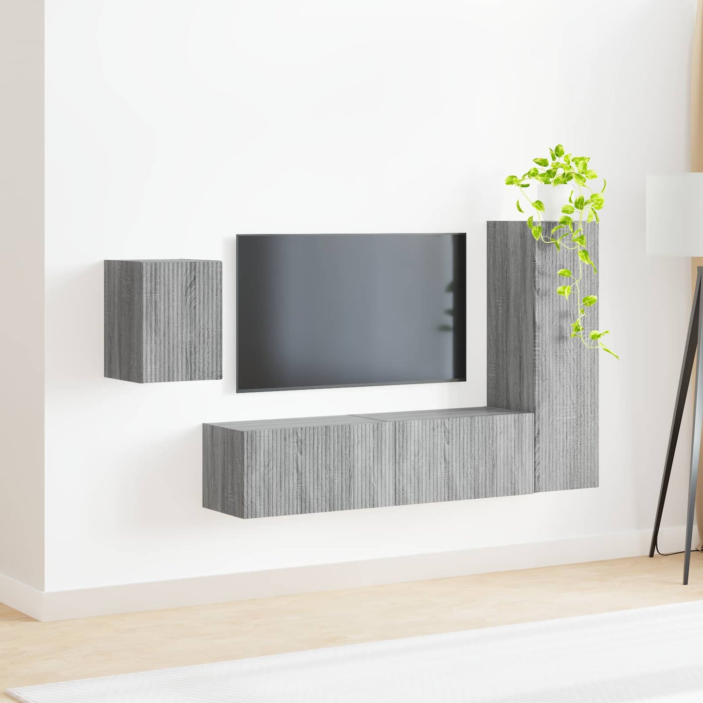 TV-Schrankset Wandmontiert 4 pcs Graues Sonoma Holzwerkstoff