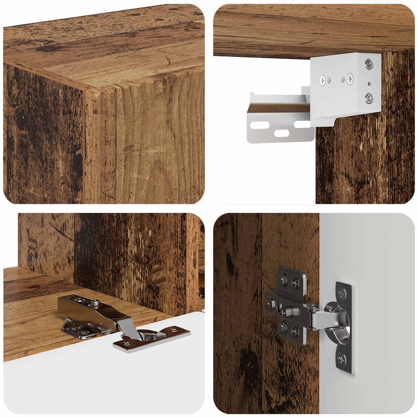TV-Schrankset Wandmontiert 4 pcs Altholz Holzwerkstoff