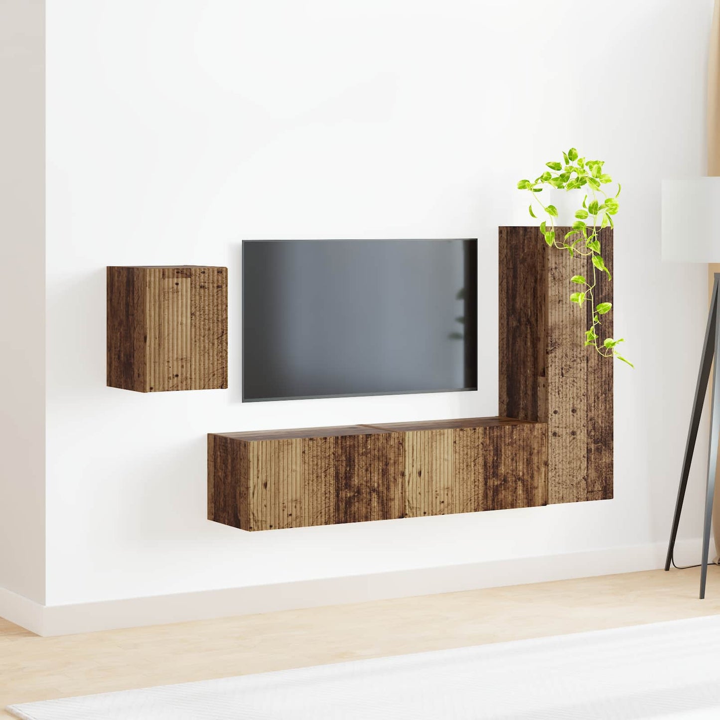 TV-Schrankset Wandmontiert 4 pcs Altholz Holzwerkstoff