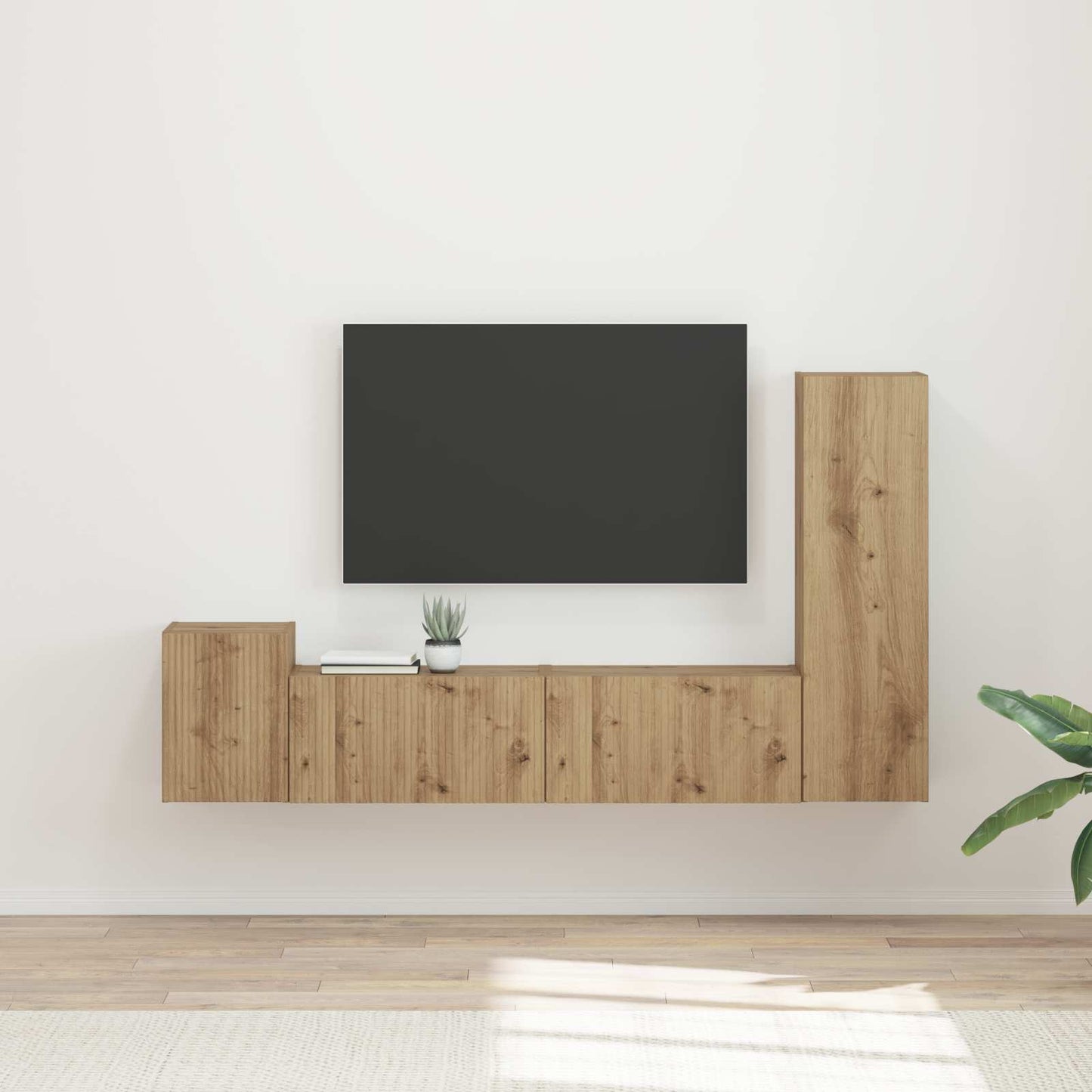 TV-Schrankset Wandmontiert 4 pcs Artisan-Eiche Holzwerkstoff