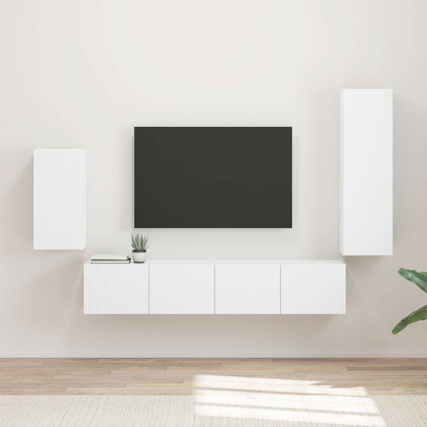 TV-Schrankset Wandmontiert 4 pcs Weiß Holzwerkstoff