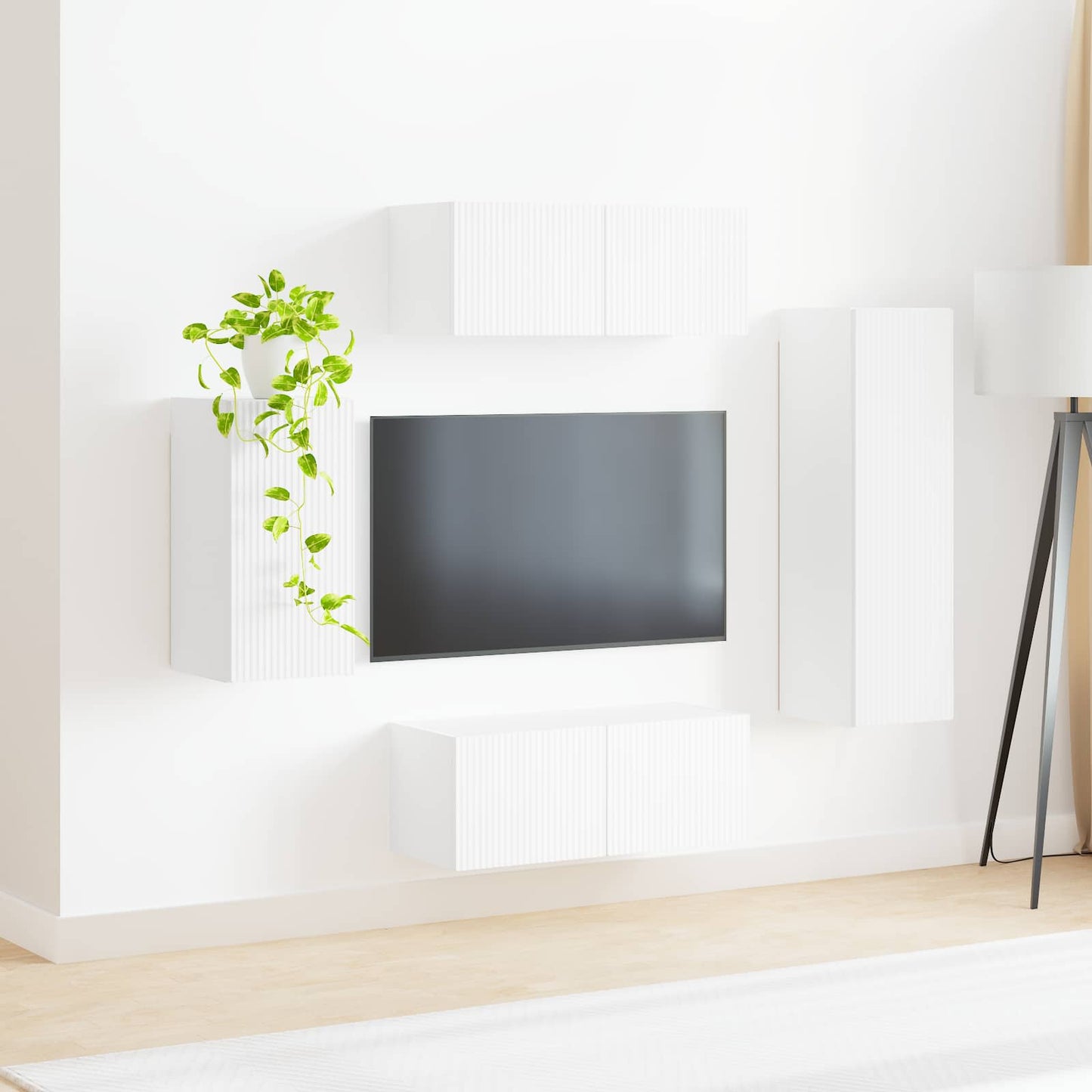 TV-Schrankset Wandmontiert 4 pcs Weiß Holzwerkstoff