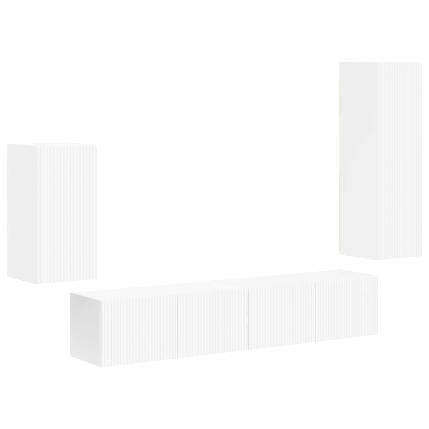 TV-Schrankset Wandmontiert 4 pcs Weiß Holzwerkstoff