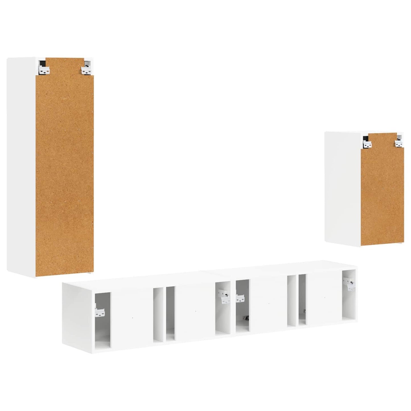 TV-Schrankset Wandmontiert 4 pcs Weiß Holzwerkstoff