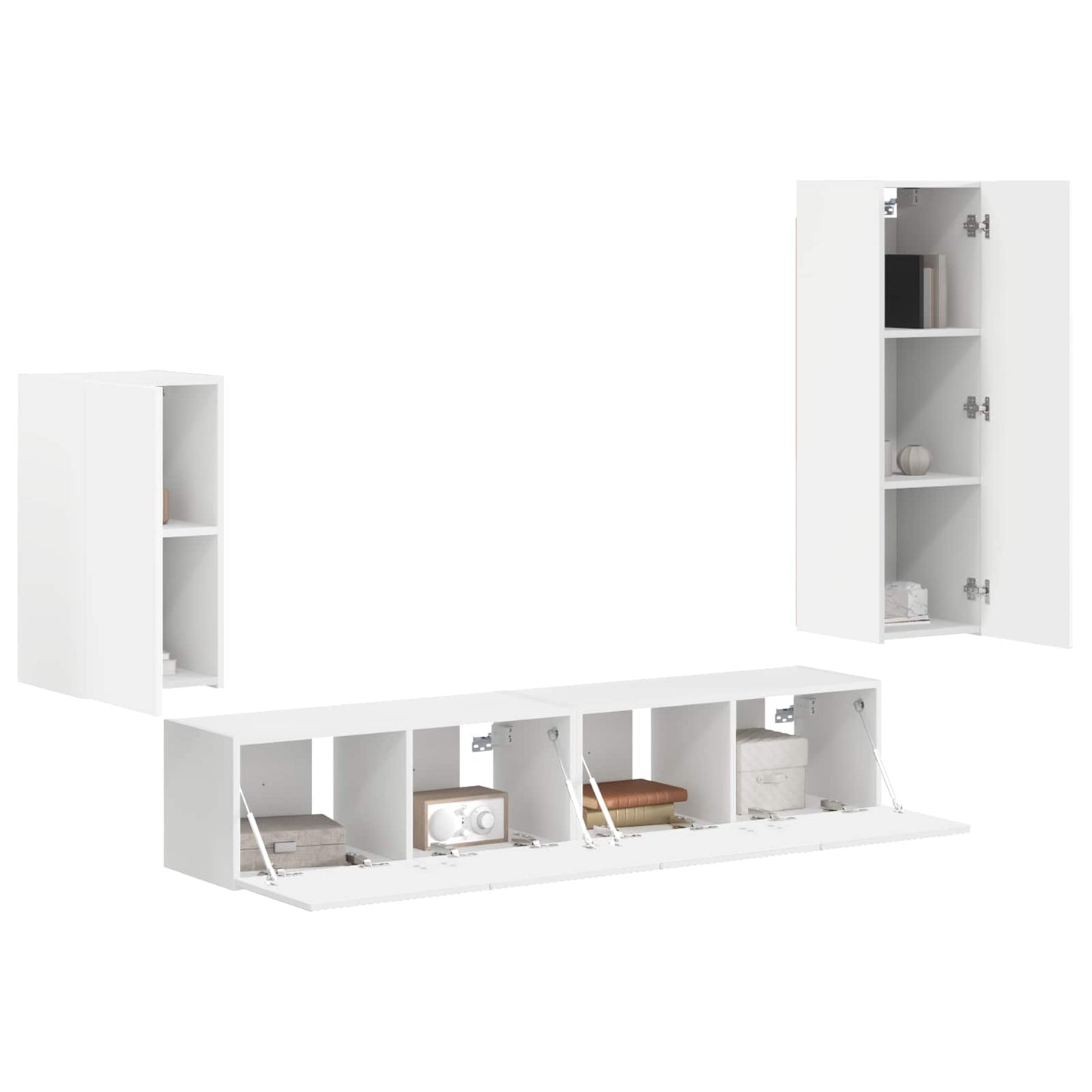 TV-Schrankset Wandmontiert 4 pcs Weiß Holzwerkstoff