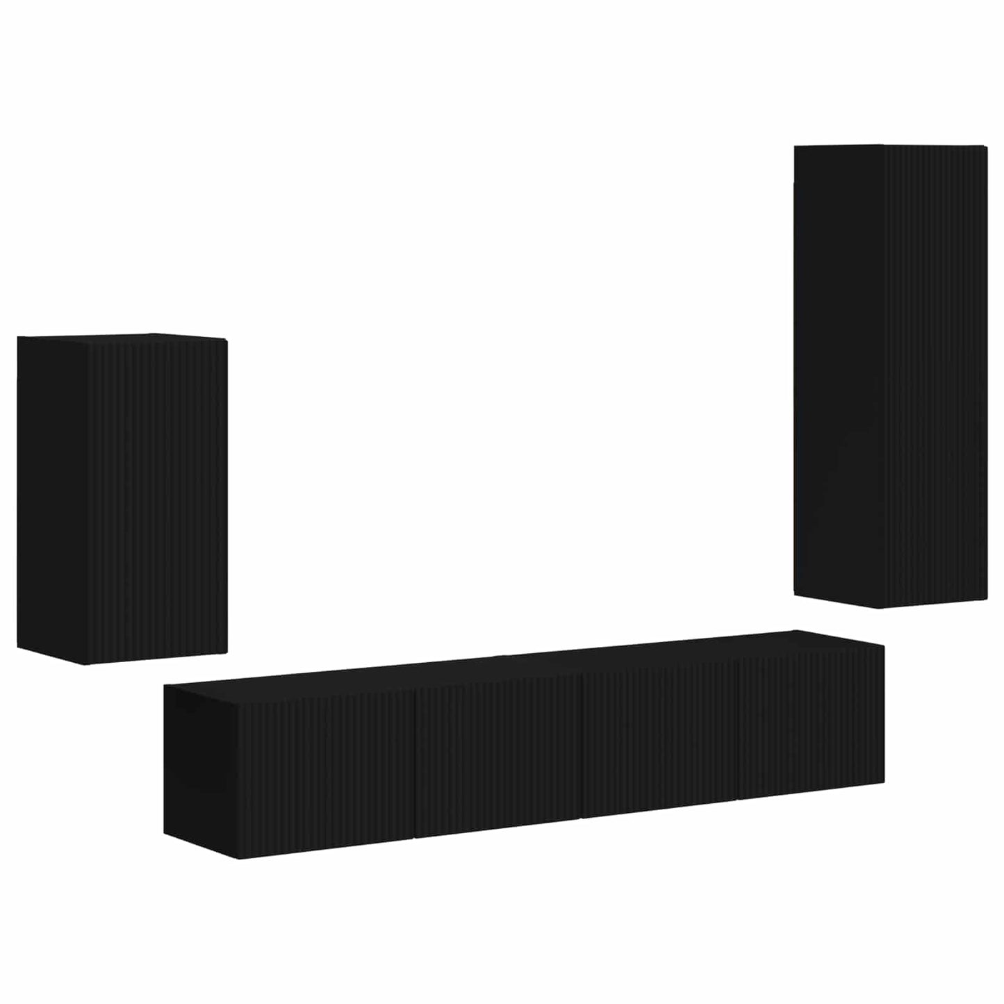 TV-Schrankset Wandmontiert 4 pcs Schwarz Holzwerkstoff