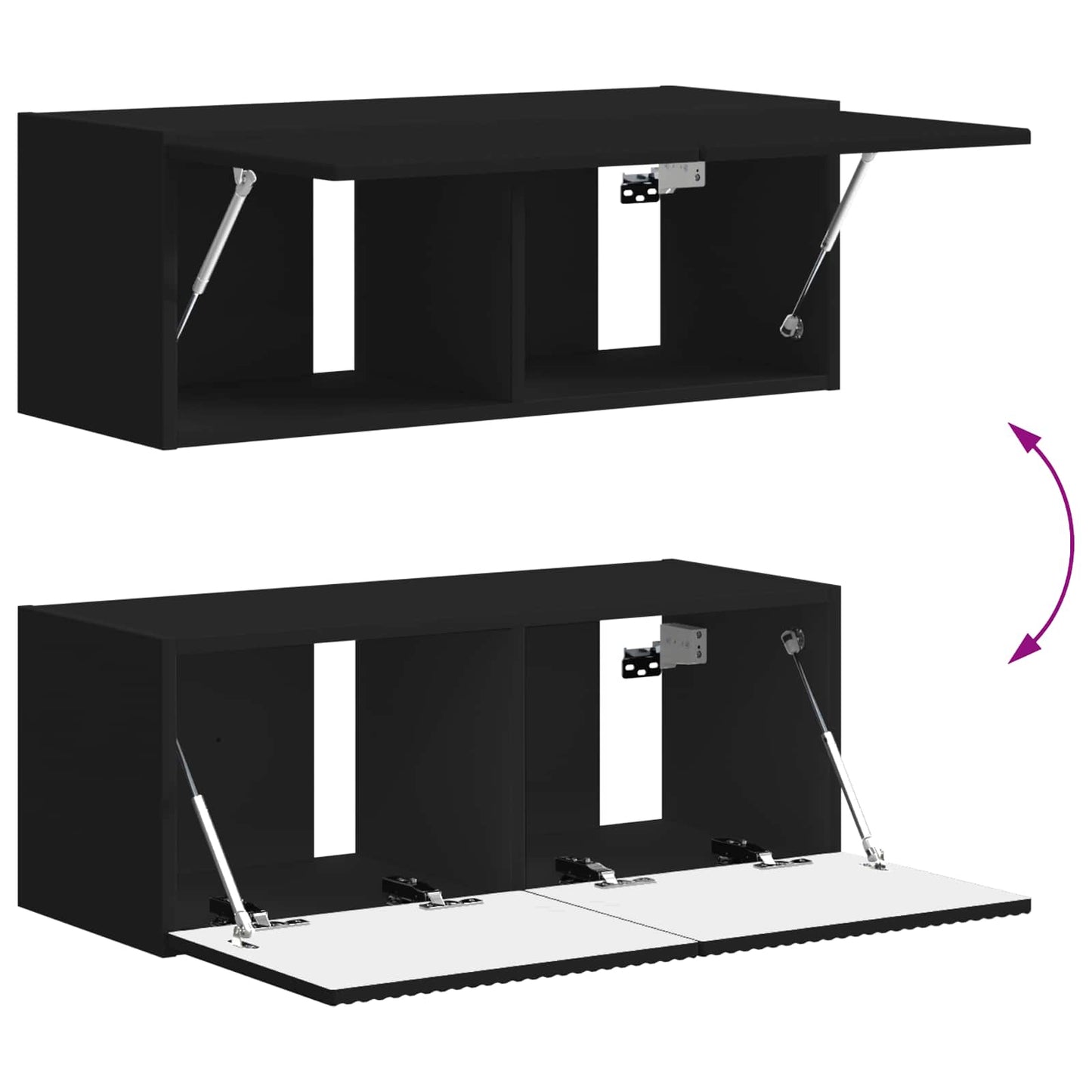 TV-Schrankset Wandmontiert 4 pcs Schwarz Holzwerkstoff