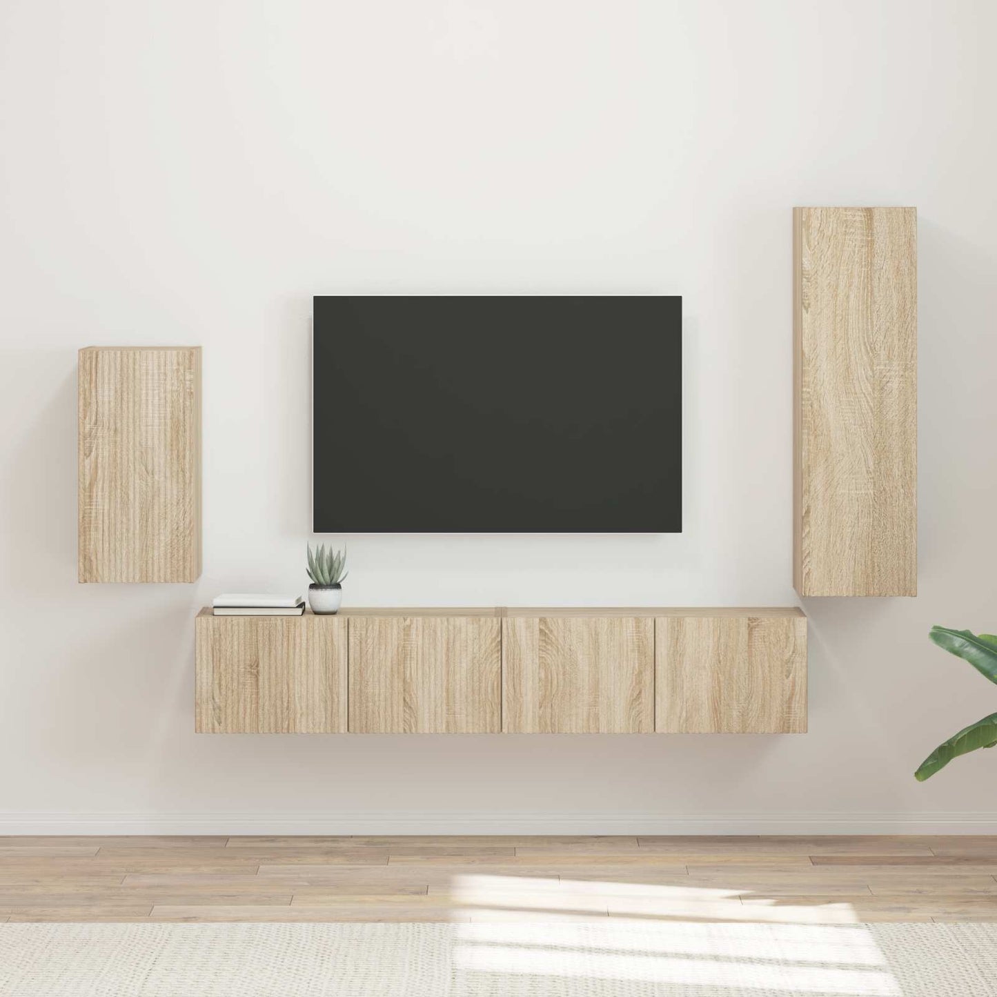 TV-Schrankset Wandmontiert 4 pcs Sonoma-Eiche Holzwerkstoff