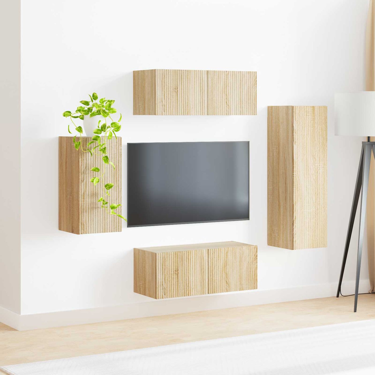 TV-Schrankset Wandmontiert 4 pcs Sonoma-Eiche Holzwerkstoff
