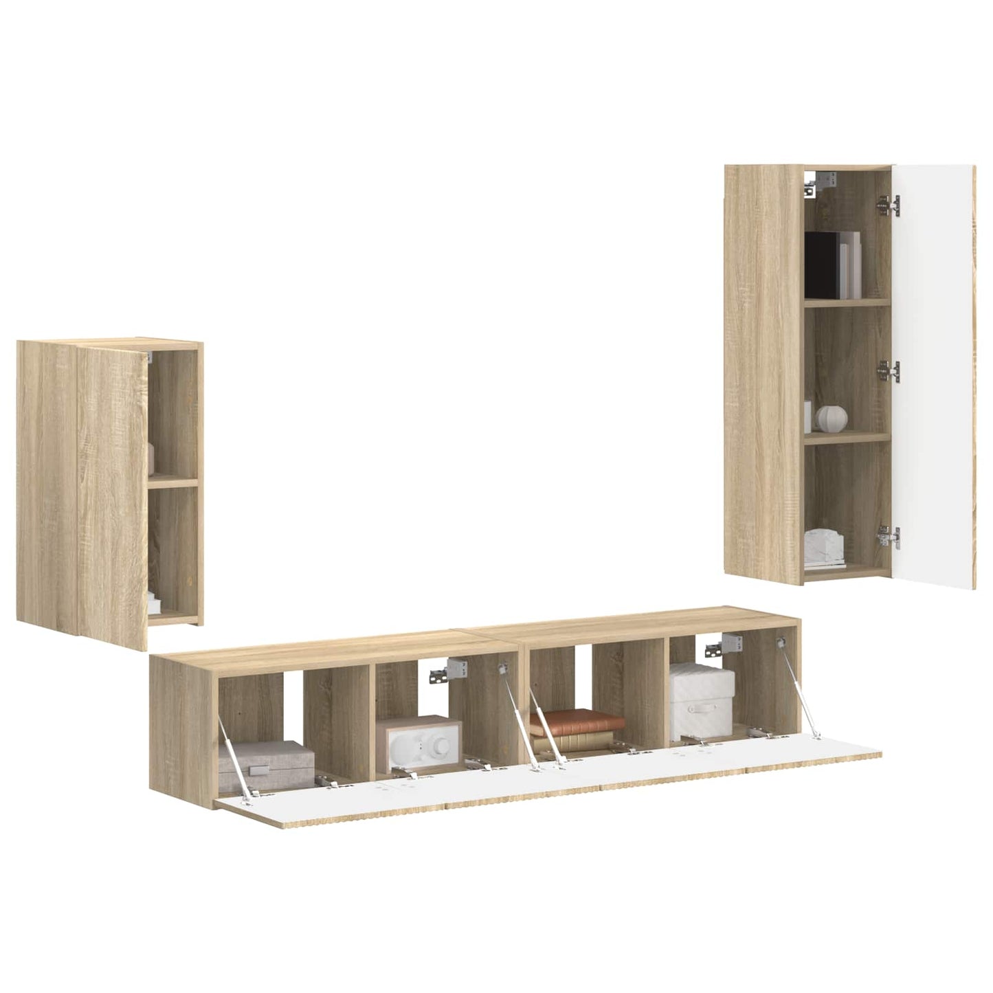 TV-Schrankset Wandmontiert 4 pcs Sonoma-Eiche Holzwerkstoff