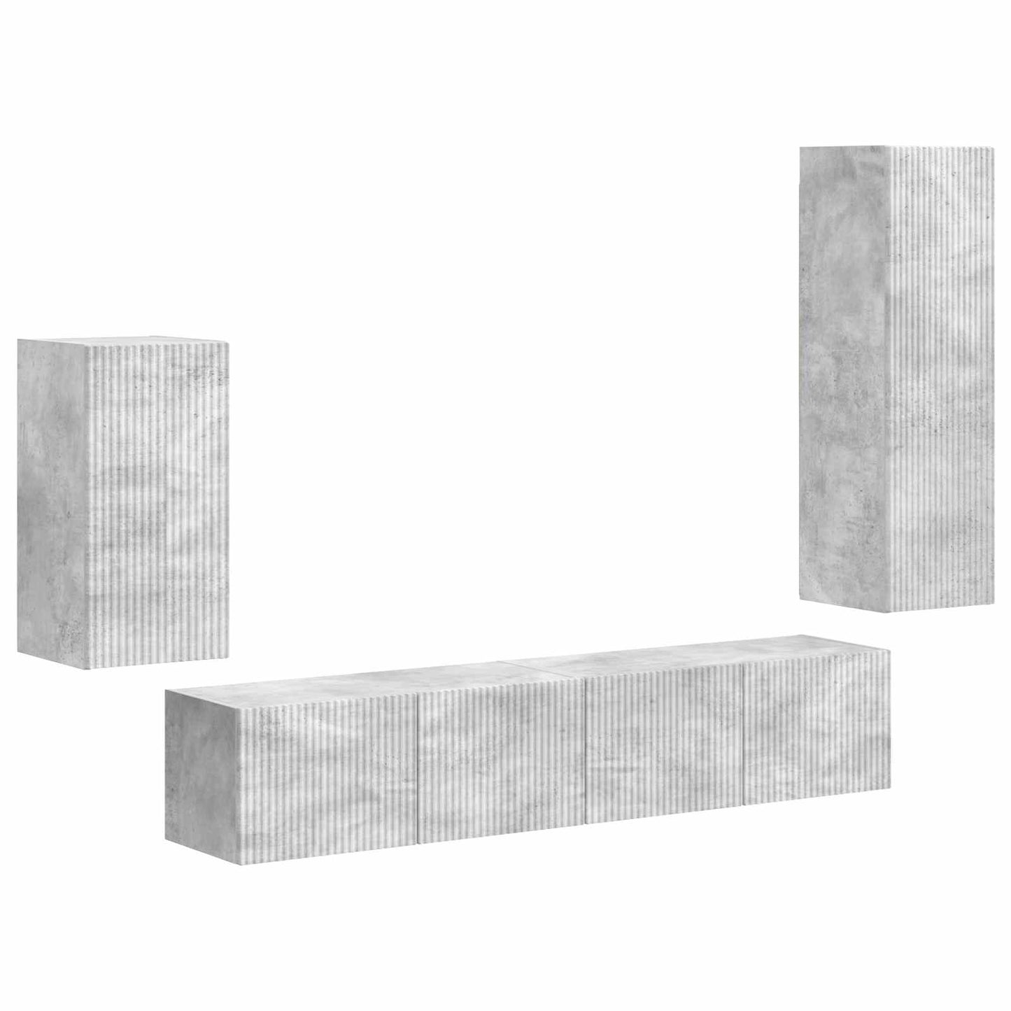 TV-Schrankset Wandmontiert 4 pcs Beton Grau Holzwerkstoff