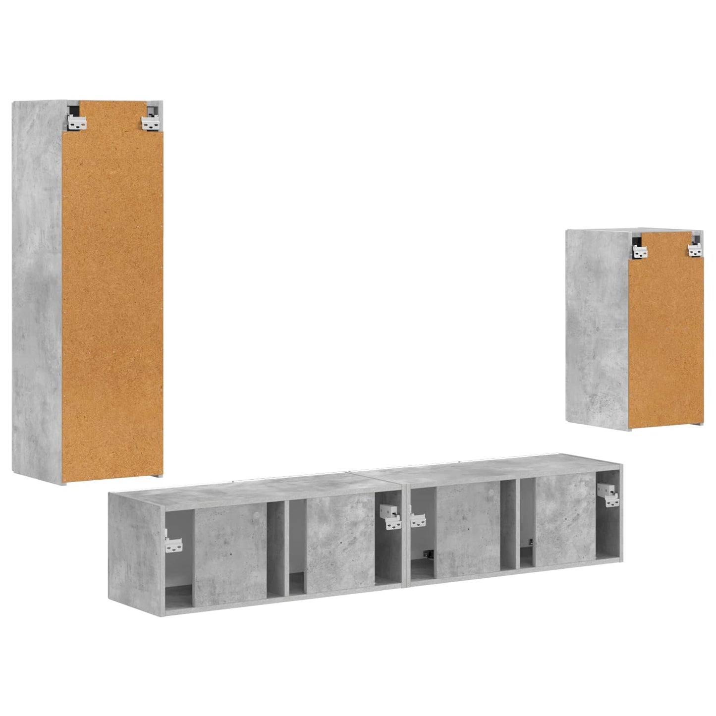 TV-Schrankset Wandmontiert 4 pcs Beton Grau Holzwerkstoff