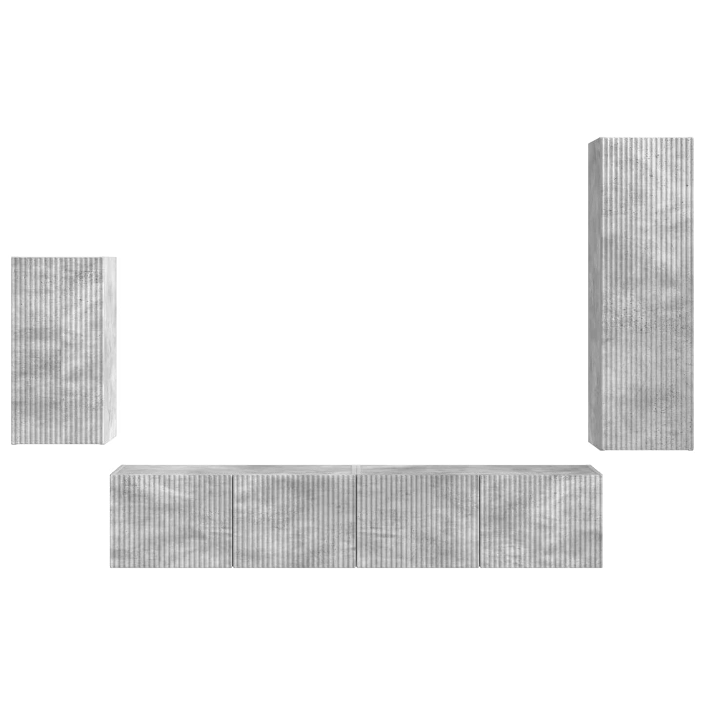 TV-Schrankset Wandmontiert 4 pcs Beton Grau Holzwerkstoff
