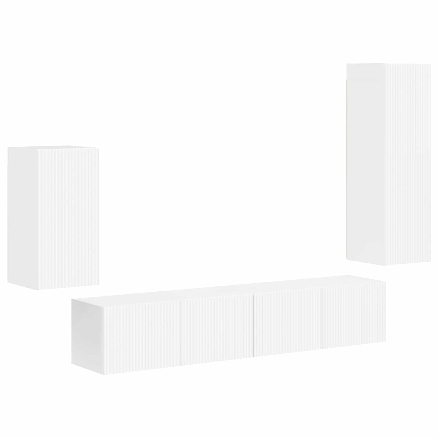 TV-Schrankset Wandmontiert 4 pcs Hochglanz Weiß Holzwerkstoff