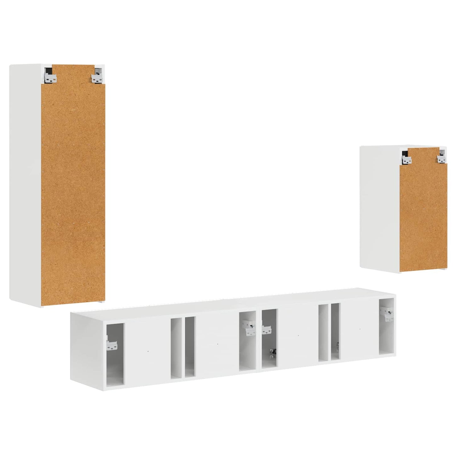 TV-Schrankset Wandmontiert 4 pcs Hochglanz Weiß Holzwerkstoff