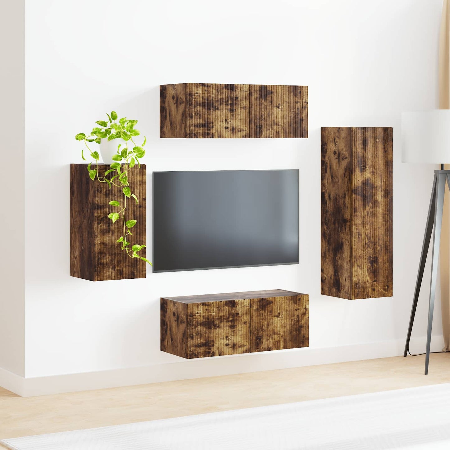 TV-Schrankset 4 pcs Geräucherte Eiche Holzwerkstoff