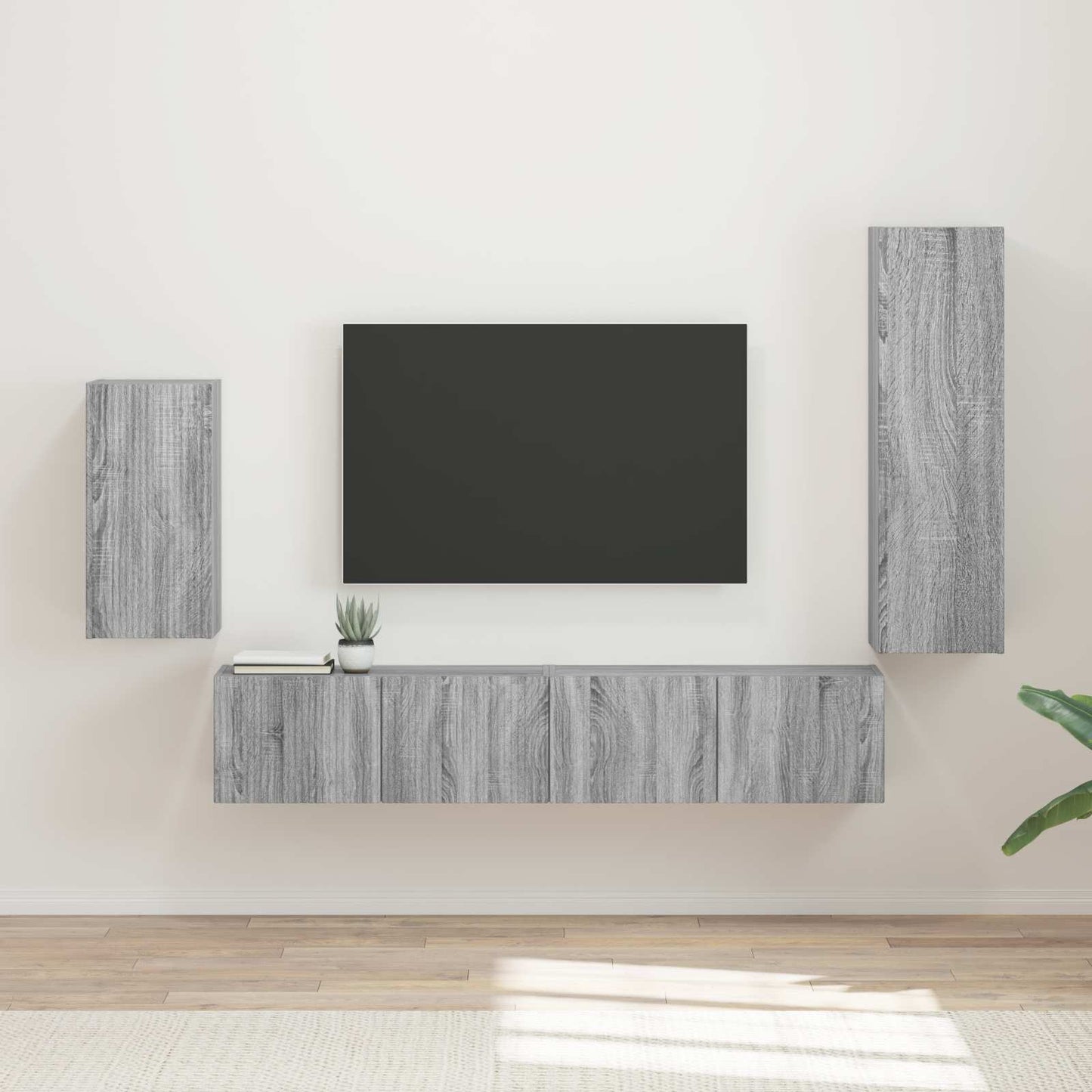 TV-Schrankset Wandmontiert 4 pcs Graues Sonoma Holzwerkstoff