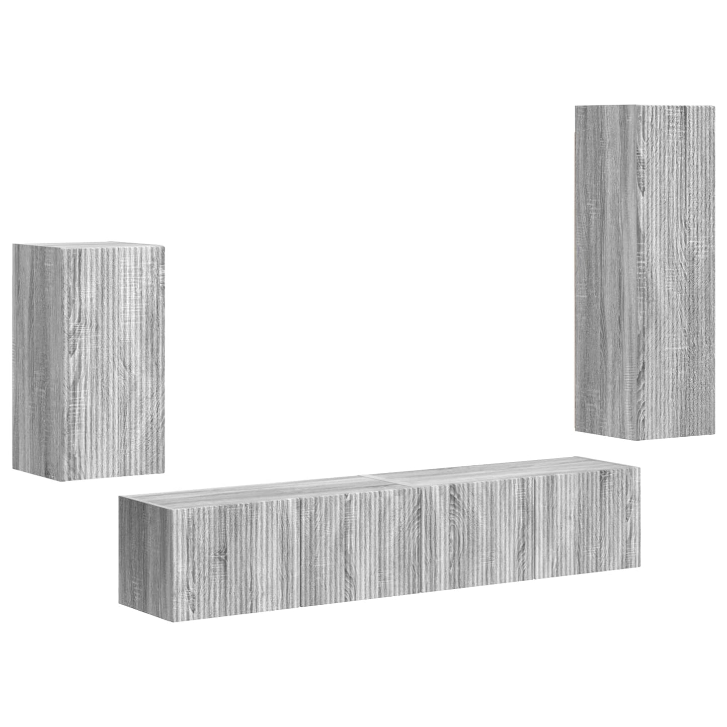 TV-Schrankset Wandmontiert 4 pcs Graues Sonoma Holzwerkstoff