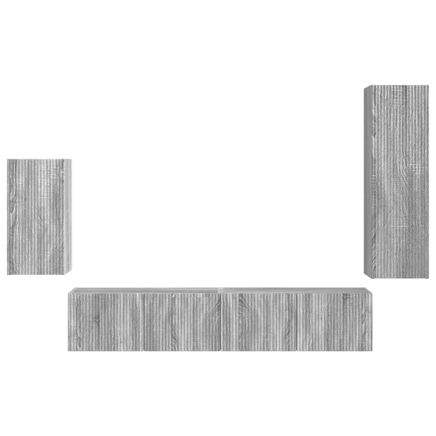TV-Schrankset Wandmontiert 4 pcs Graues Sonoma Holzwerkstoff