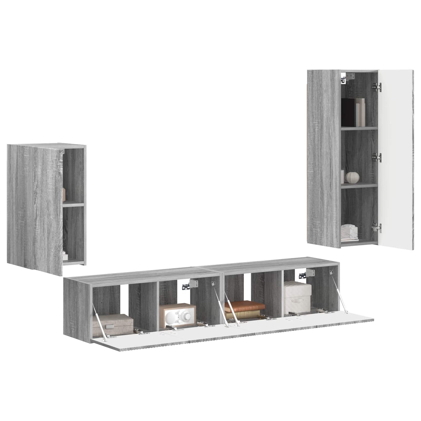 TV-Schrankset Wandmontiert 4 pcs Graues Sonoma Holzwerkstoff