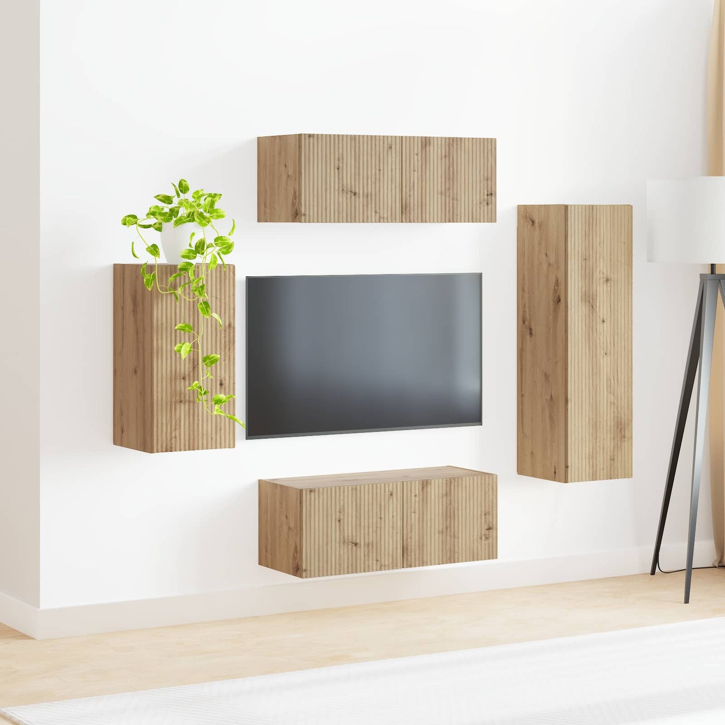 TV-Schrankset Wandmontiert 4 pcs Artisan-Eiche Holzwerkstoff