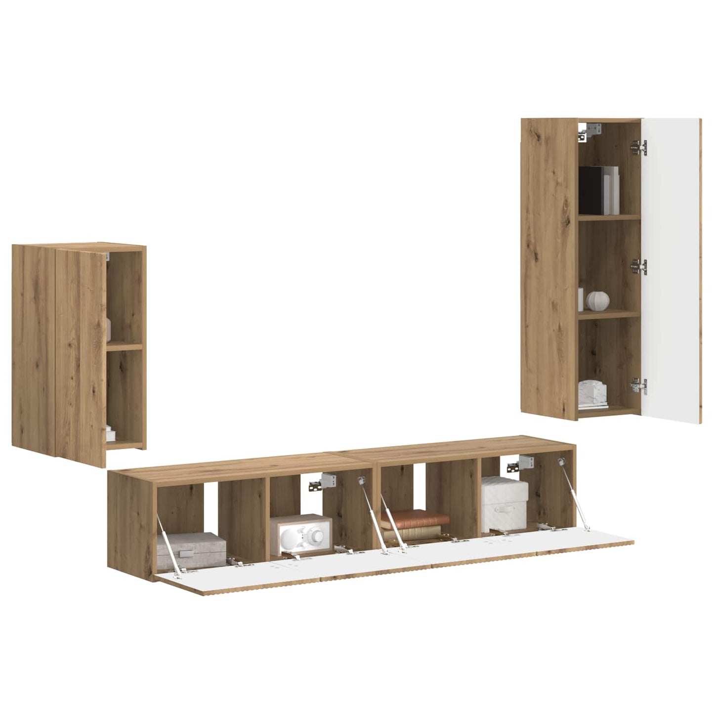 TV-Schrankset Wandmontiert 4 pcs Artisan-Eiche Holzwerkstoff