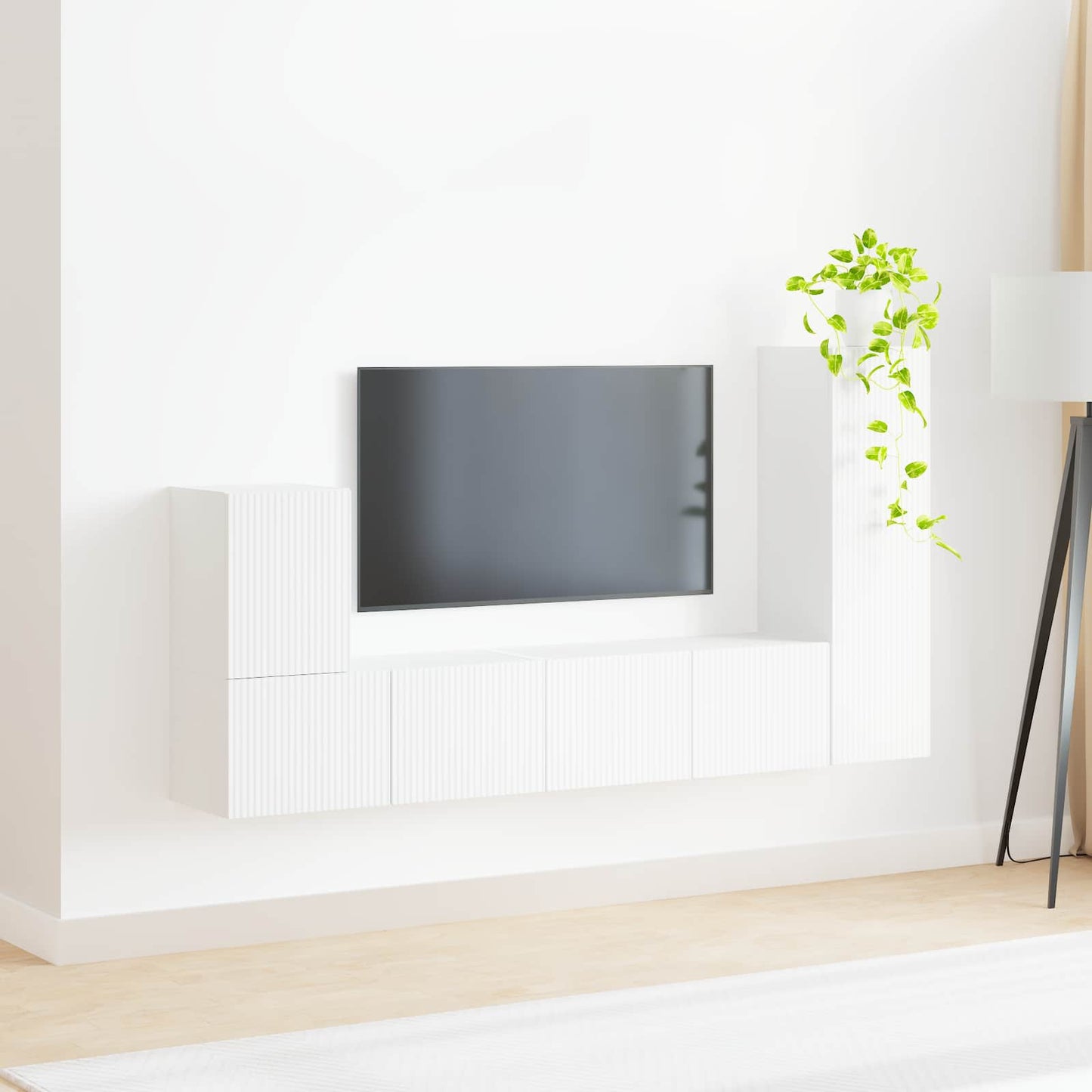 TV-Schrankset Wandmontiert 3 pcs Weiß Holzwerkstoff