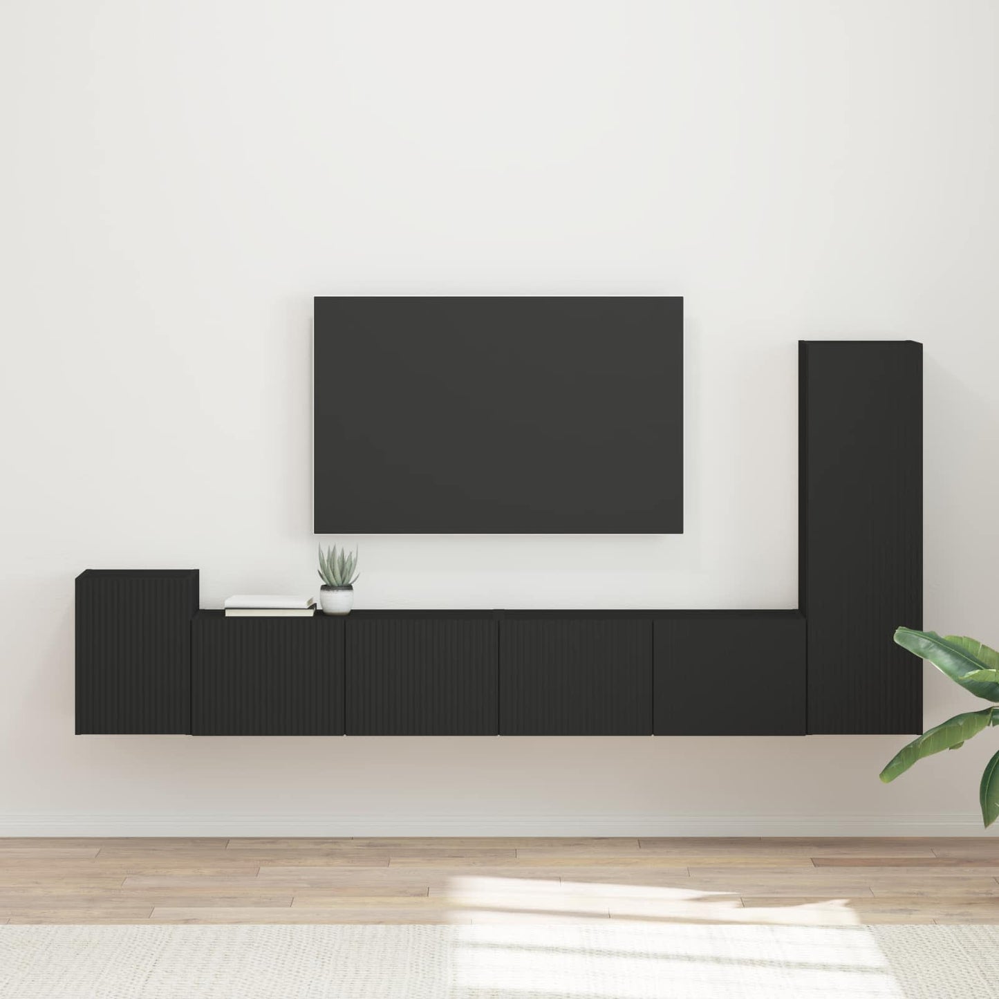 TV-Schrankset Wandmontiert 3 pcs Schwarz Holzwerkstoff