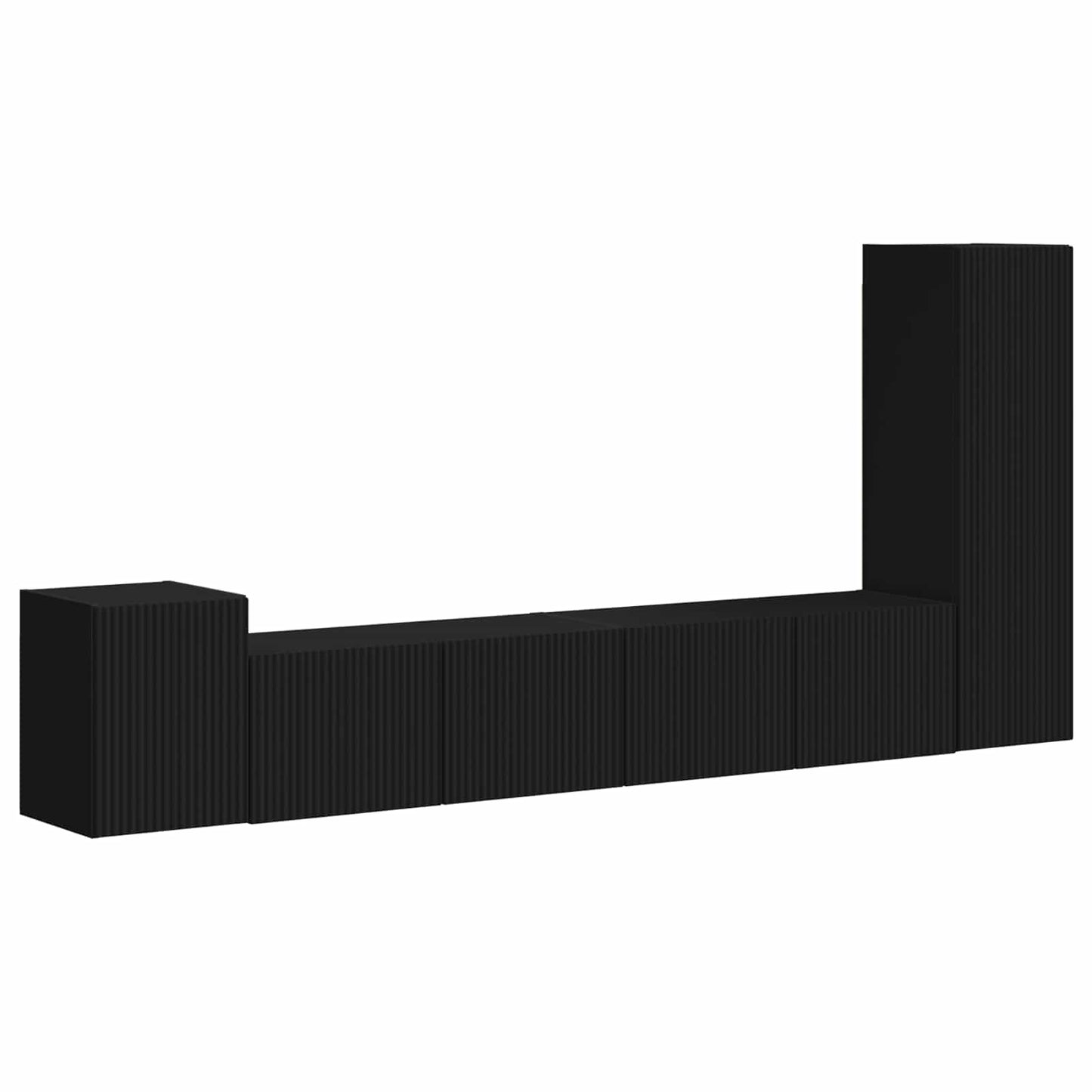 TV-Schrankset Wandmontiert 3 pcs Schwarz Holzwerkstoff