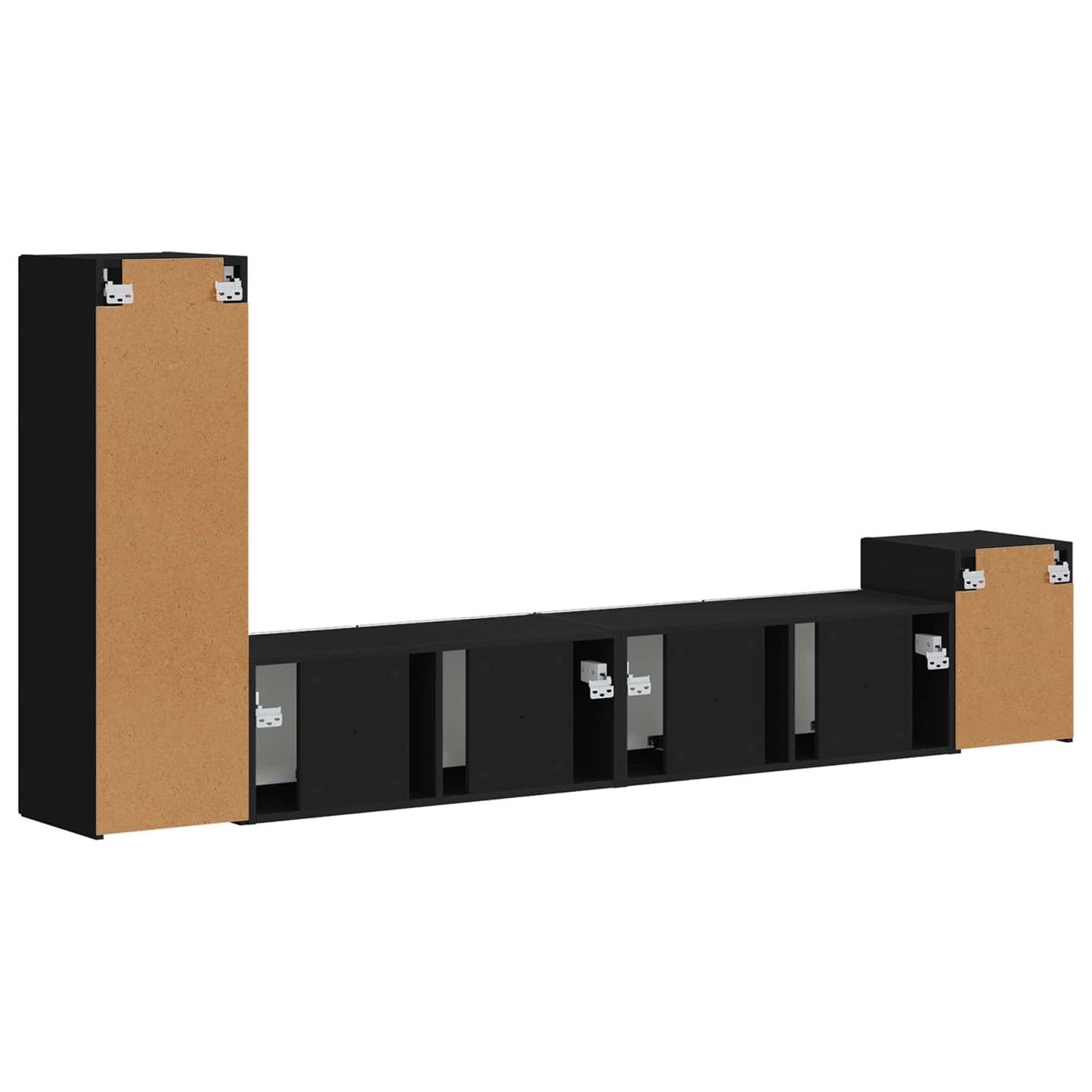 TV-Schrankset Wandmontiert 3 pcs Schwarz Holzwerkstoff