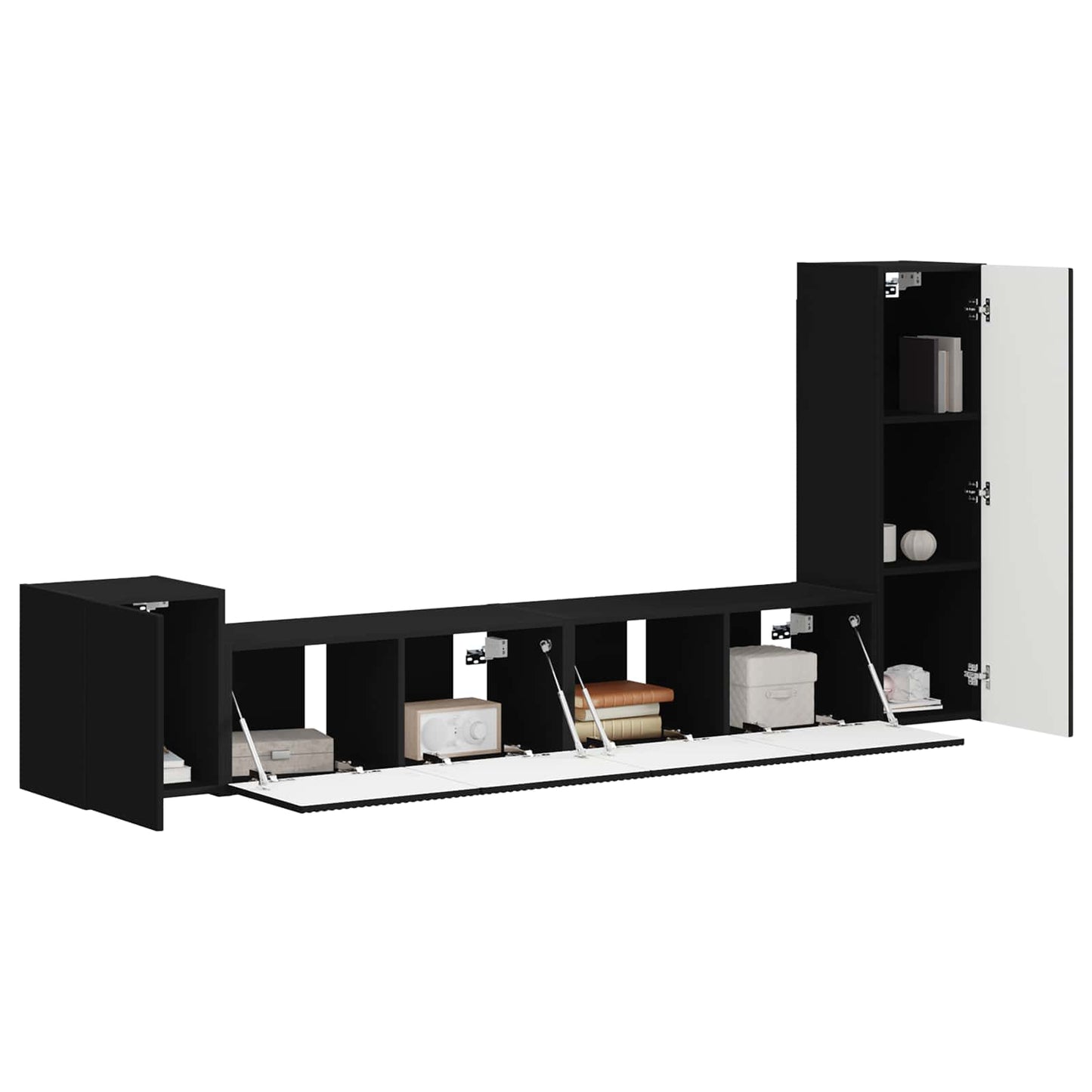 TV-Schrankset Wandmontiert 3 pcs Schwarz Holzwerkstoff