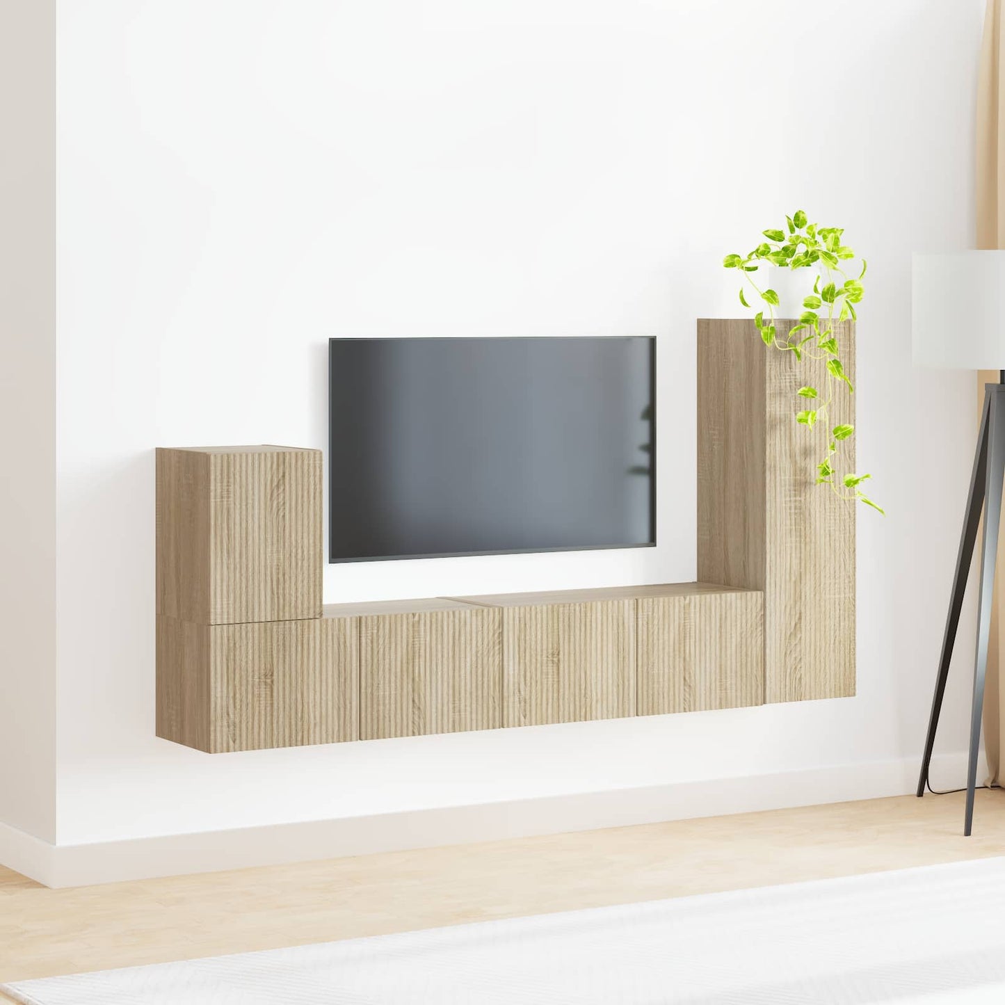 TV-Schrankset Wandmontiert 3 pcs Sonoma-Eiche Holzwerkstoff