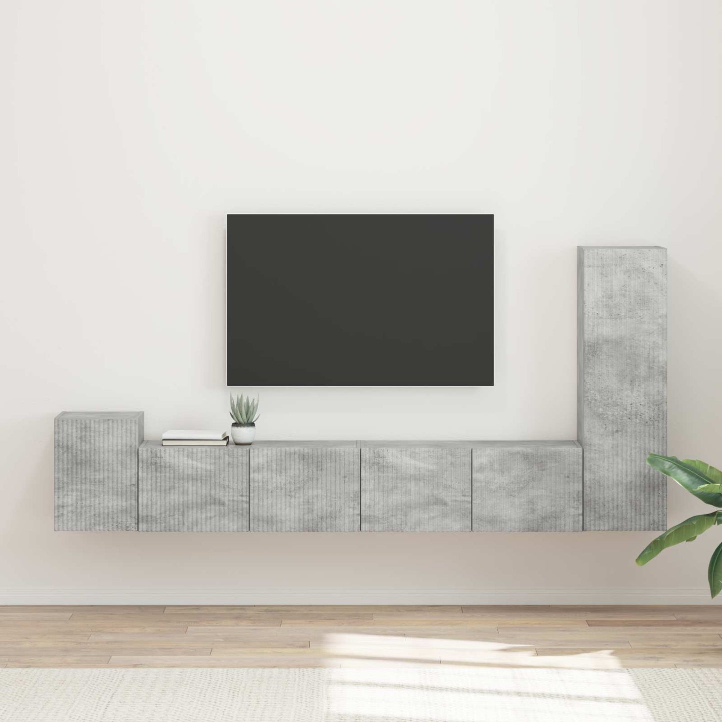 TV-Schrankset Wandmontiert 3 pcs Beton Grau Holzwerkstoff