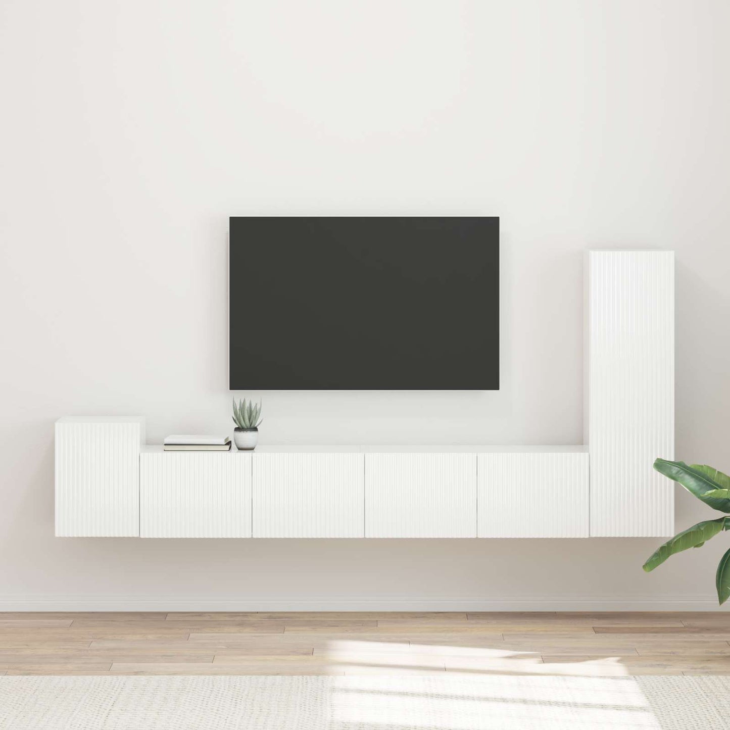 TV-Schrankset Wandmontiert 3 pcs Hochglanz Weiß Holzwerkstoff