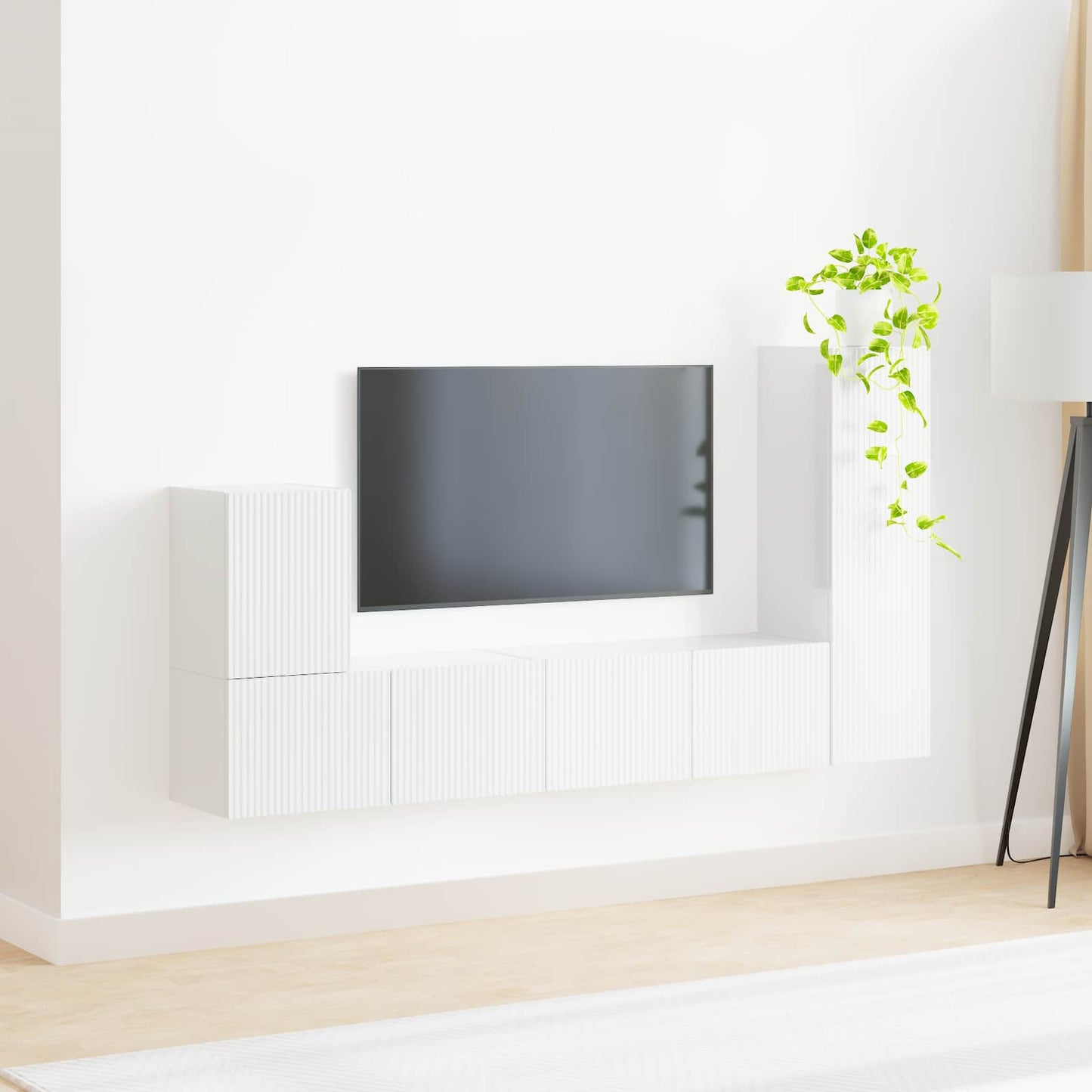 TV-Schrankset Wandmontiert 3 pcs Hochglanz Weiß Holzwerkstoff