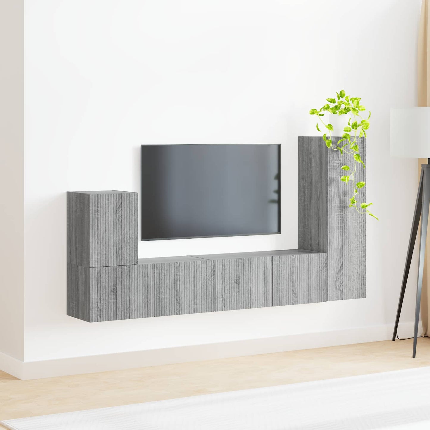 TV-Schrankset Wandmontiert 3 pcs Graues Sonoma Holzwerkstoff