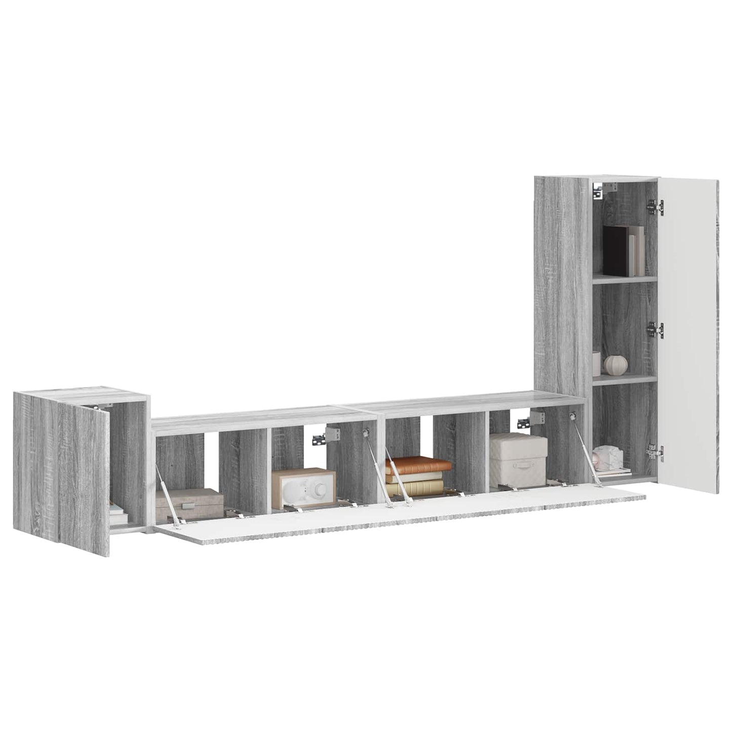 TV-Schrankset Wandmontiert 3 pcs Graues Sonoma Holzwerkstoff