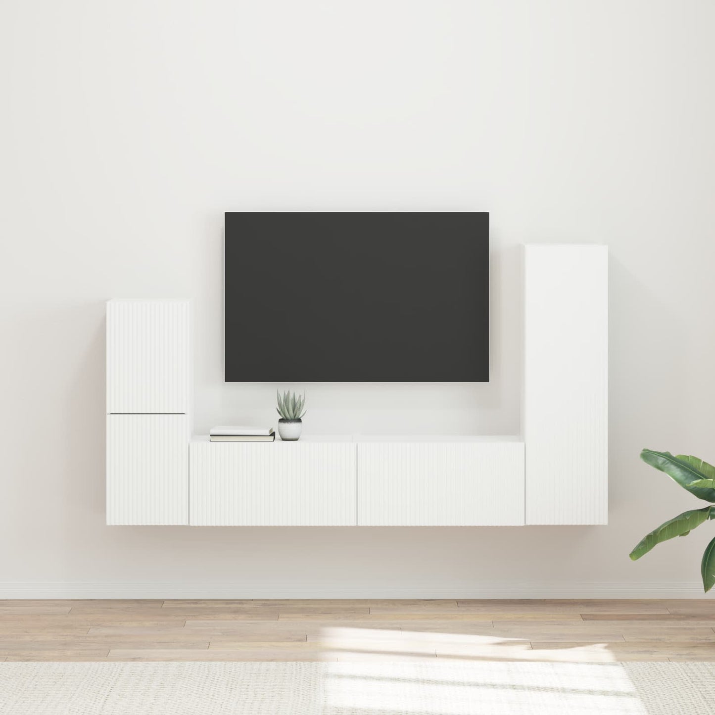 TV-Schrankset Wandmontiert 4 pcs Weiß Holzwerkstoff