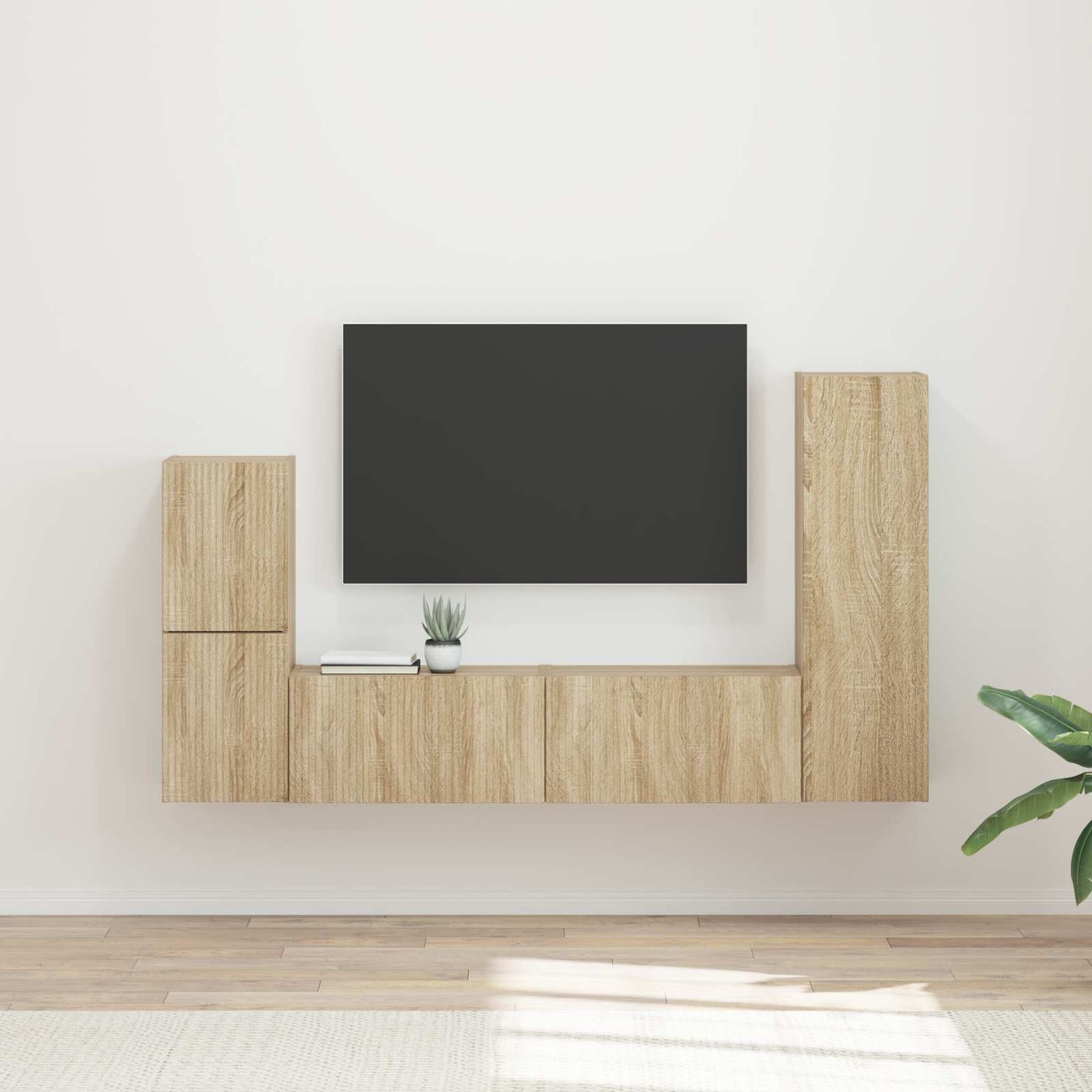 TV-Schrankset Wandmontiert 4 pcs Sonoma-Eiche Holzwerkstoff